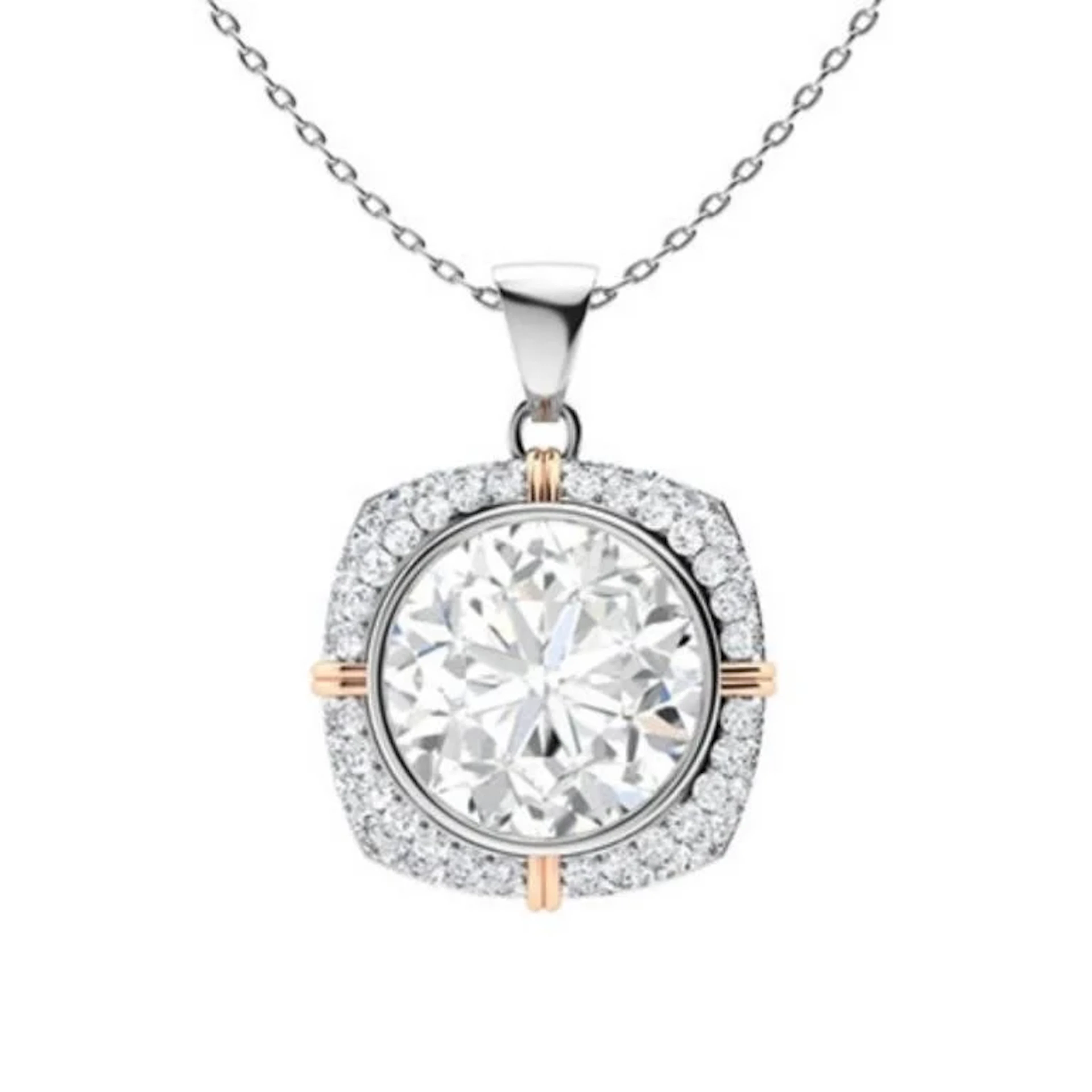 Gold & White Diamonds 2 Cts Necklace - E/VVS