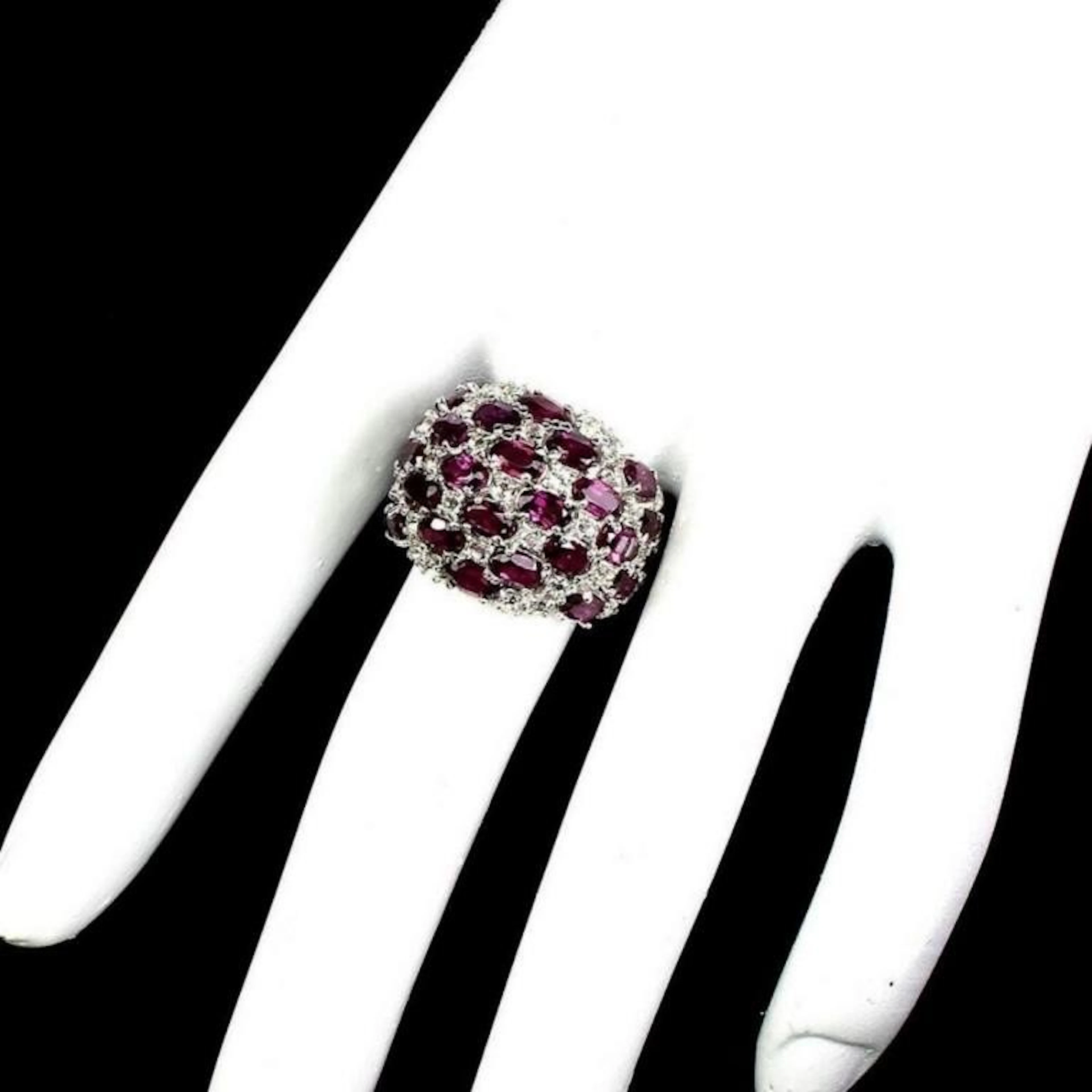 Natural Unheated Oval Rhodolite Garnet Ring