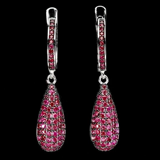 Natural Burma Red Ruby Earrings