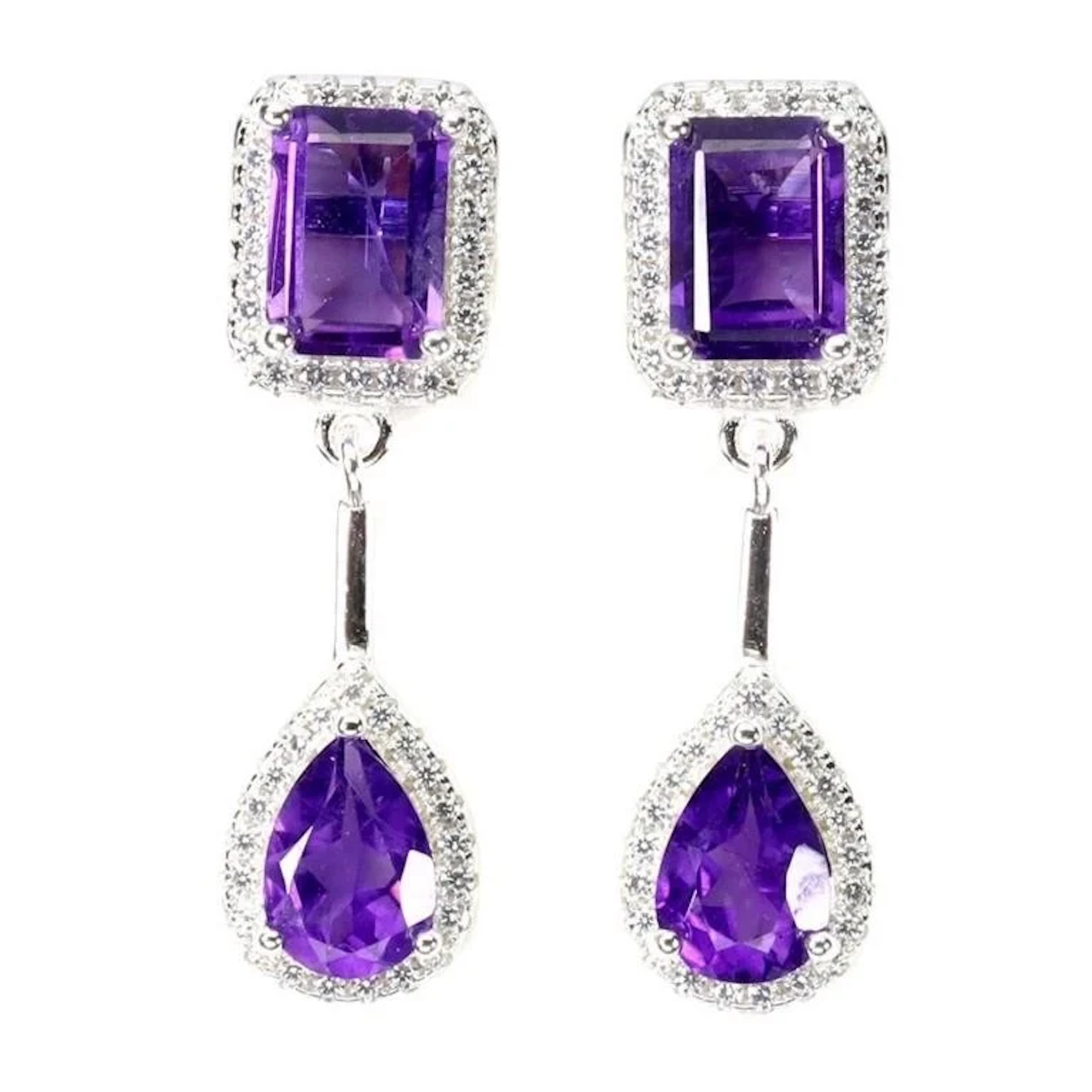 Natural Uruguay Purple Amethyst Earrings