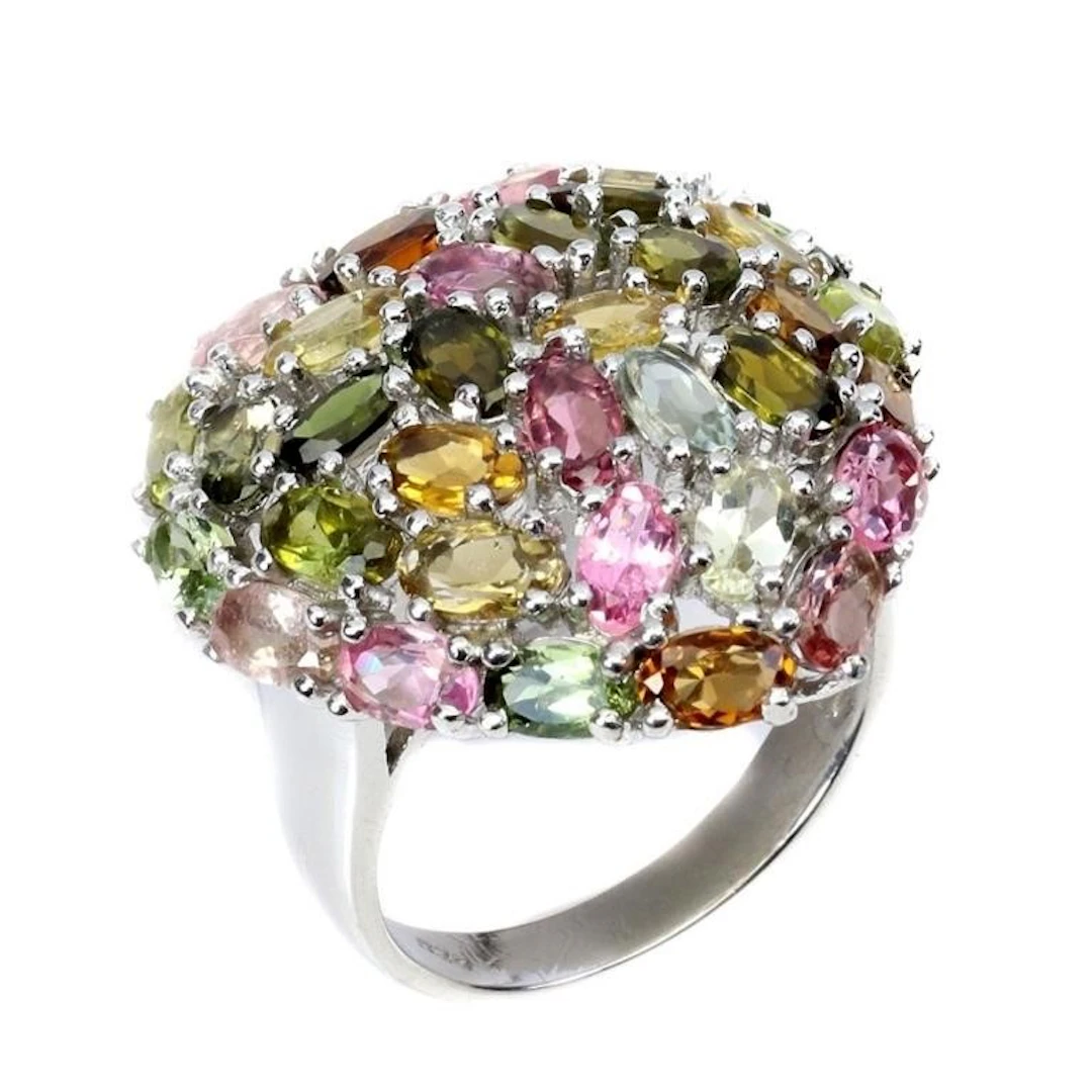 Natural Multi Color Tourmaline Ring