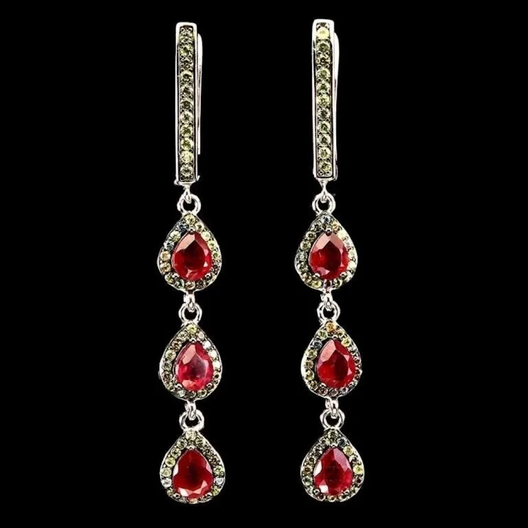 Natural Pigeon Blood Red Ruby Earrings