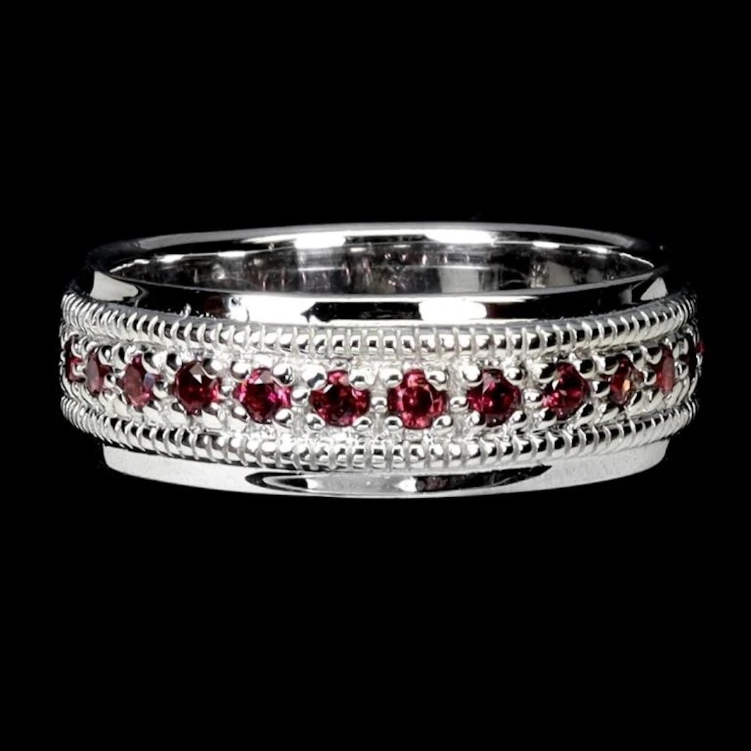 Natural Rhodolite Garnet Eternity Ring
