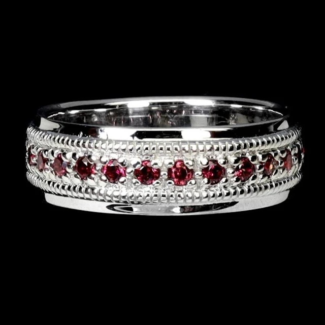 Natural Rhodolite Garnet Eternity Ring