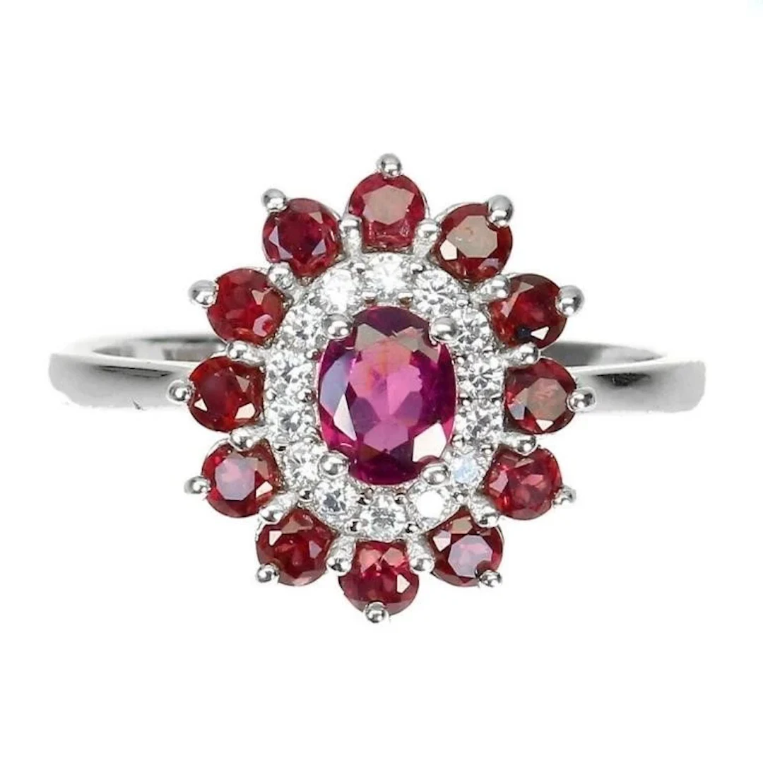 Natural Rhodolite Garnet Ring