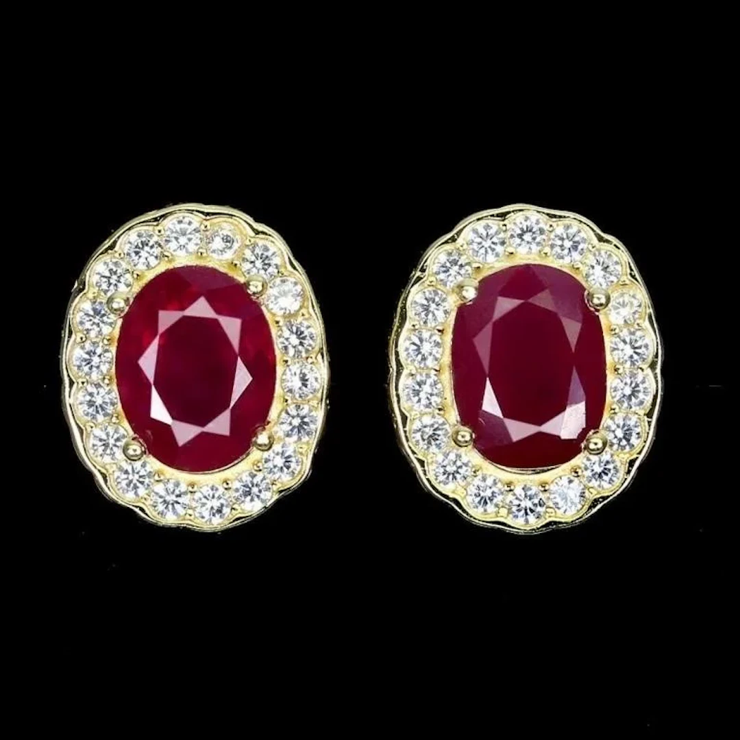 Natural Pigeon Blood Red Ruby Earrings