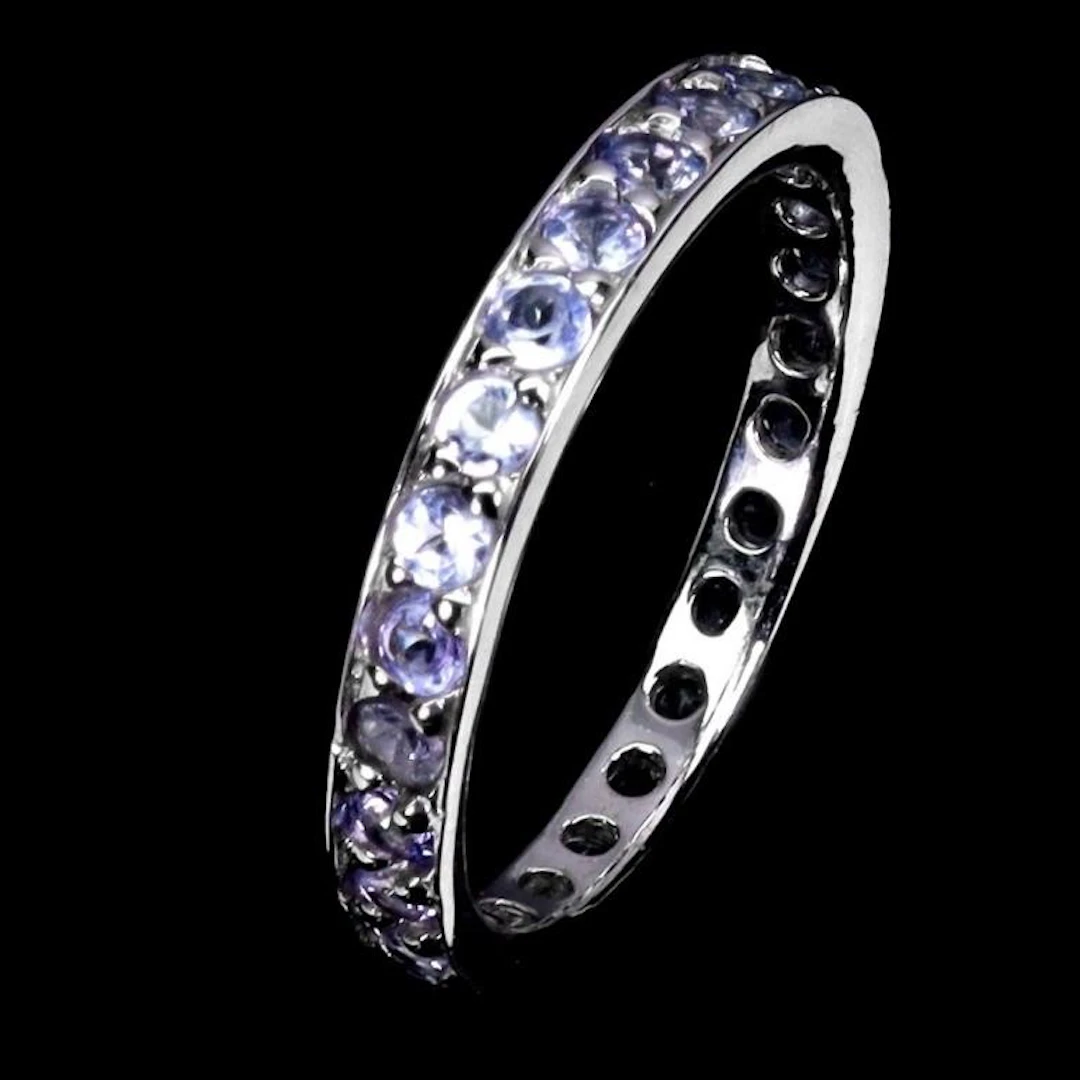 Natural Purple Tanzanite Eternity Ring