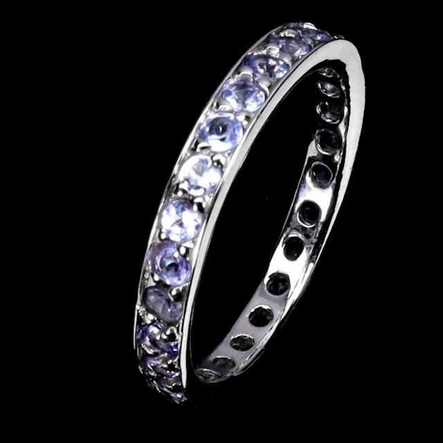 Natural Purple Tanzanite Eternity Ring