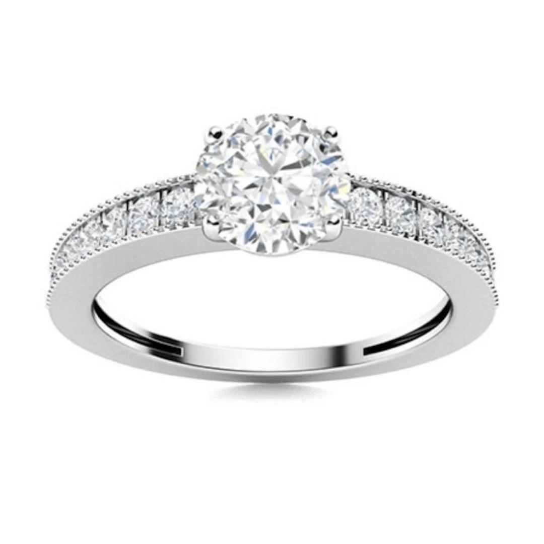 Gold & Brilliant White Diamond 3.28 Cts Ring - E/V