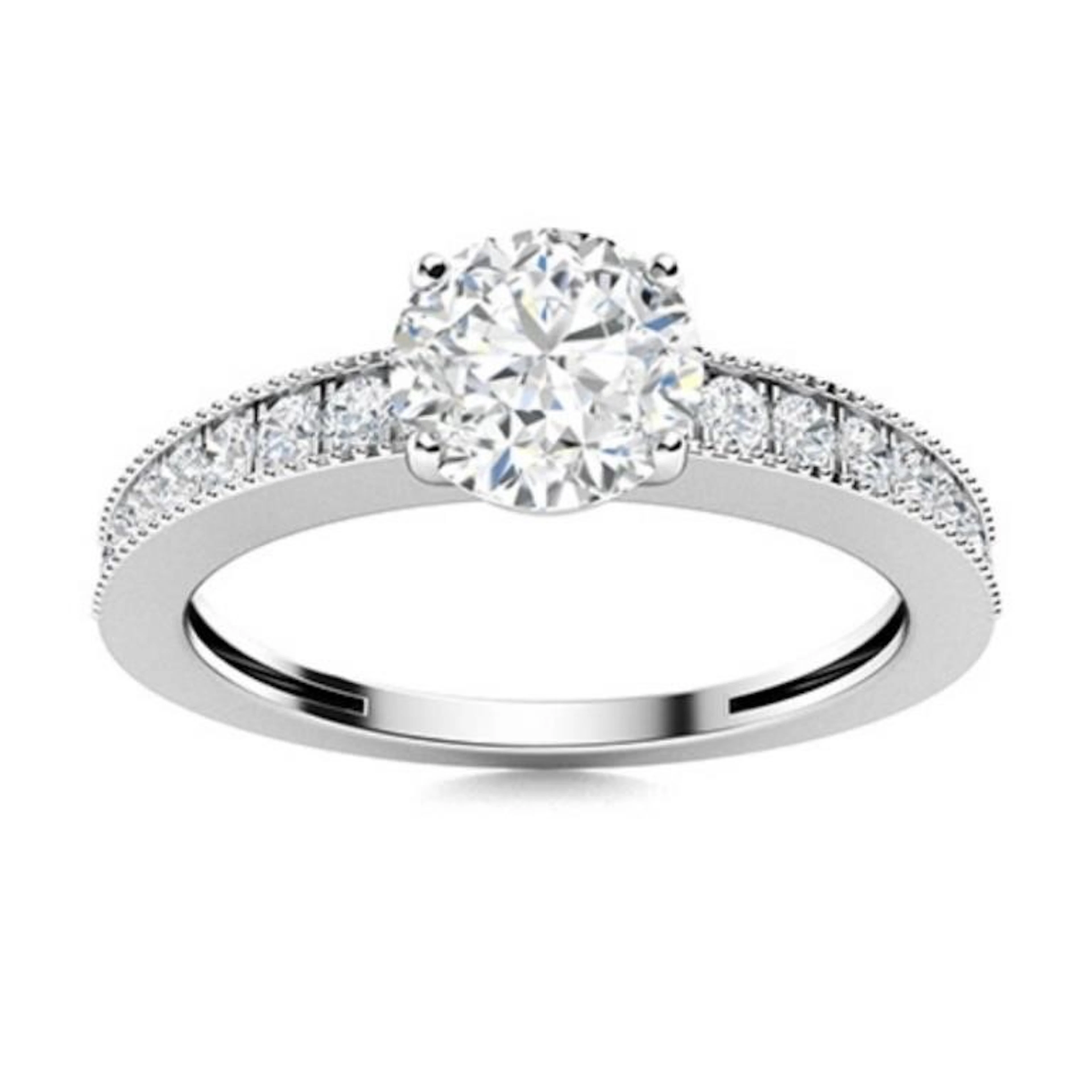 Gold & Brilliant White Diamond 3.28 Cts Ring - E/V