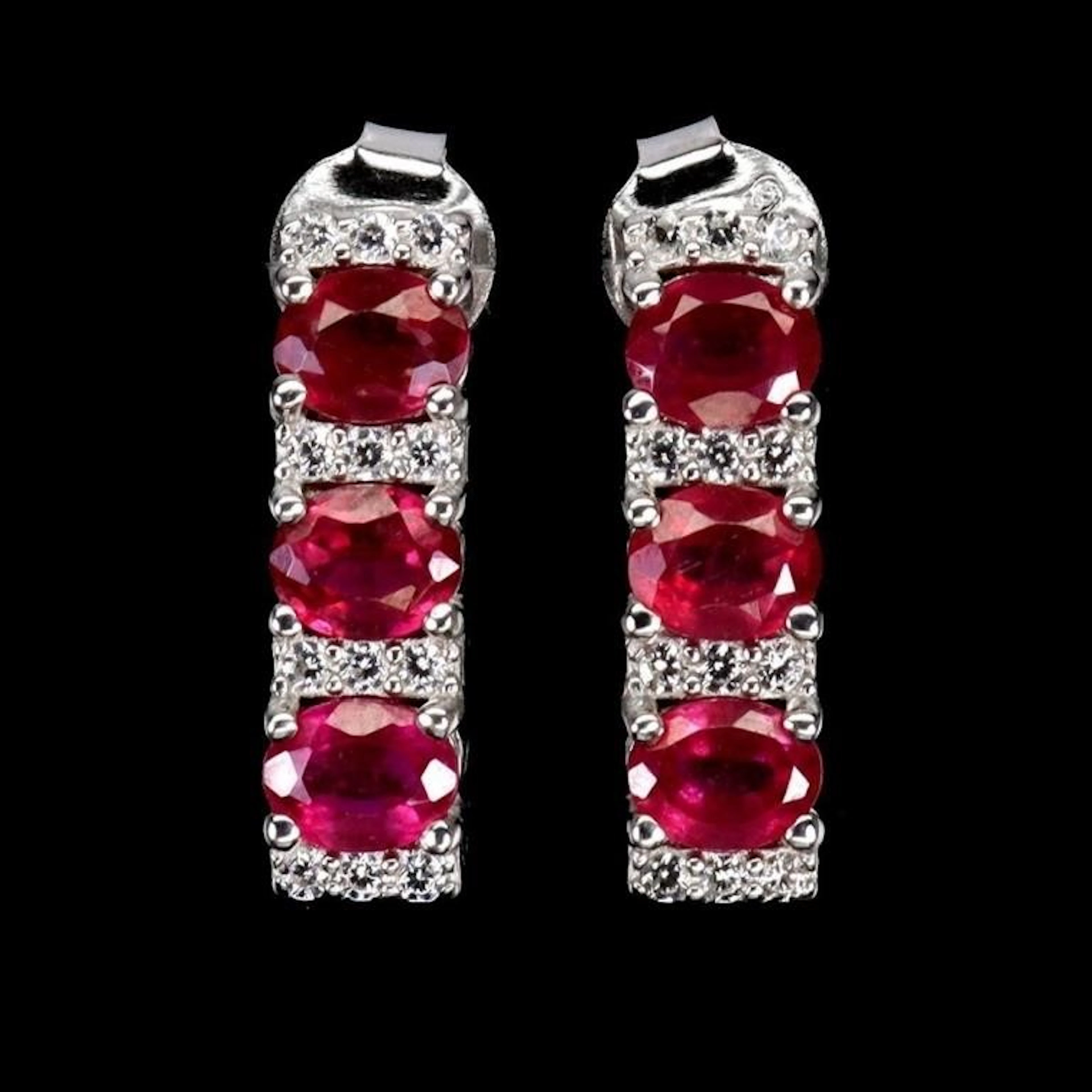 Natural Vivid Red Ruby Earrings