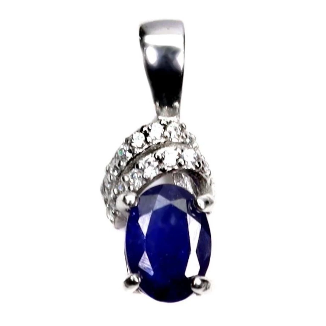 Natural Oval Blue Sapphire Pendant