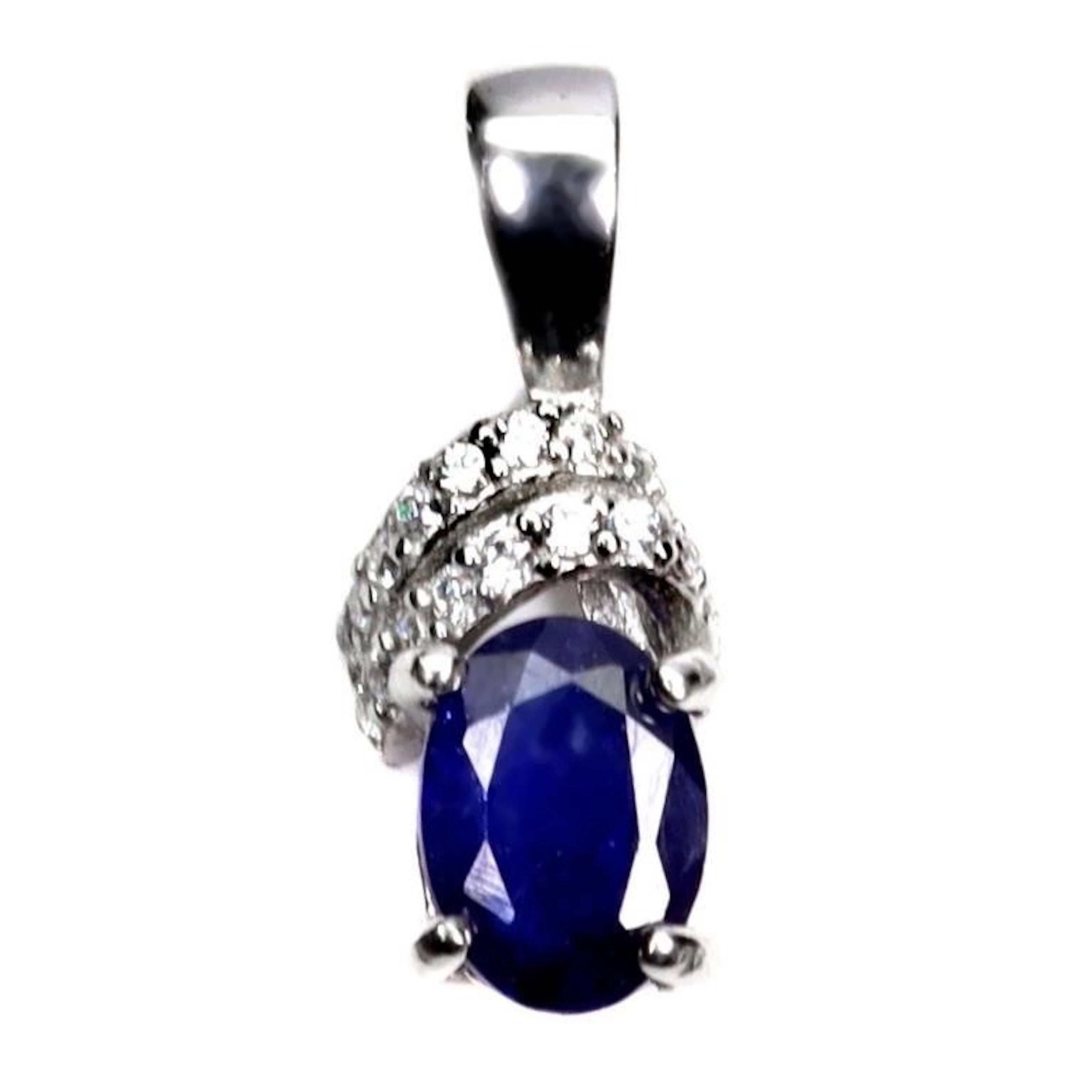 Natural Oval Blue Sapphire Pendant