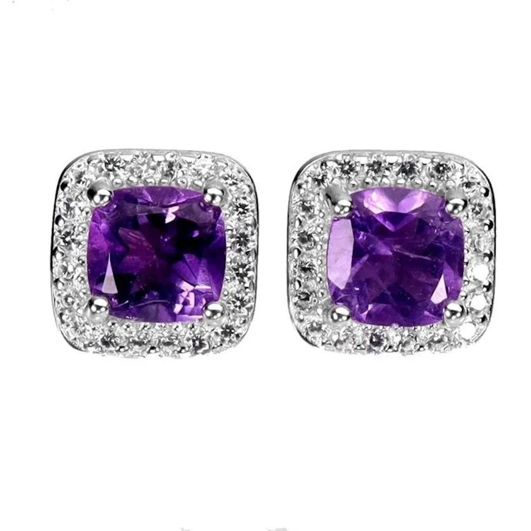 Natural Uruguay Purple Amethyst Earrings