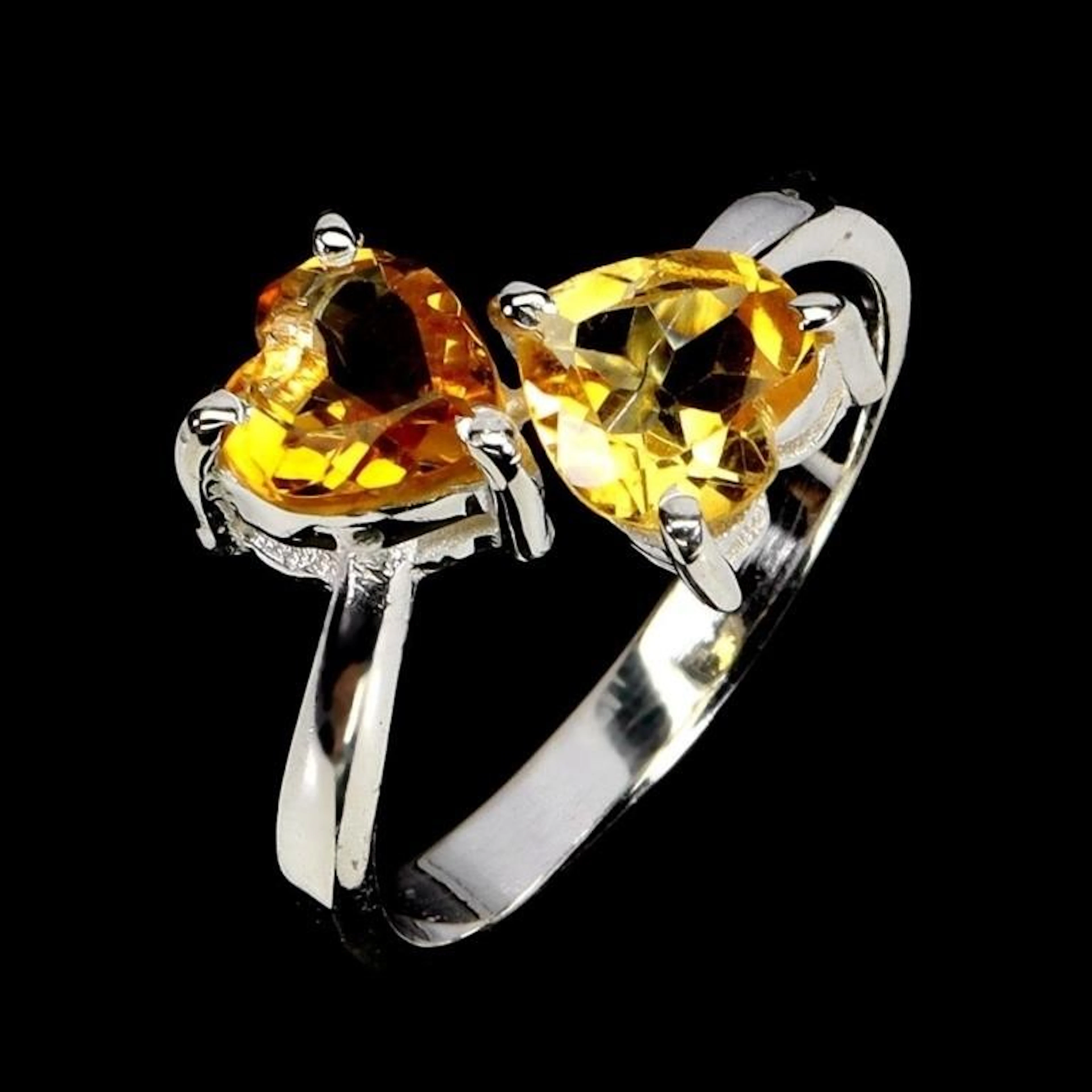 Natural Citrine Hearts You & Me Ring