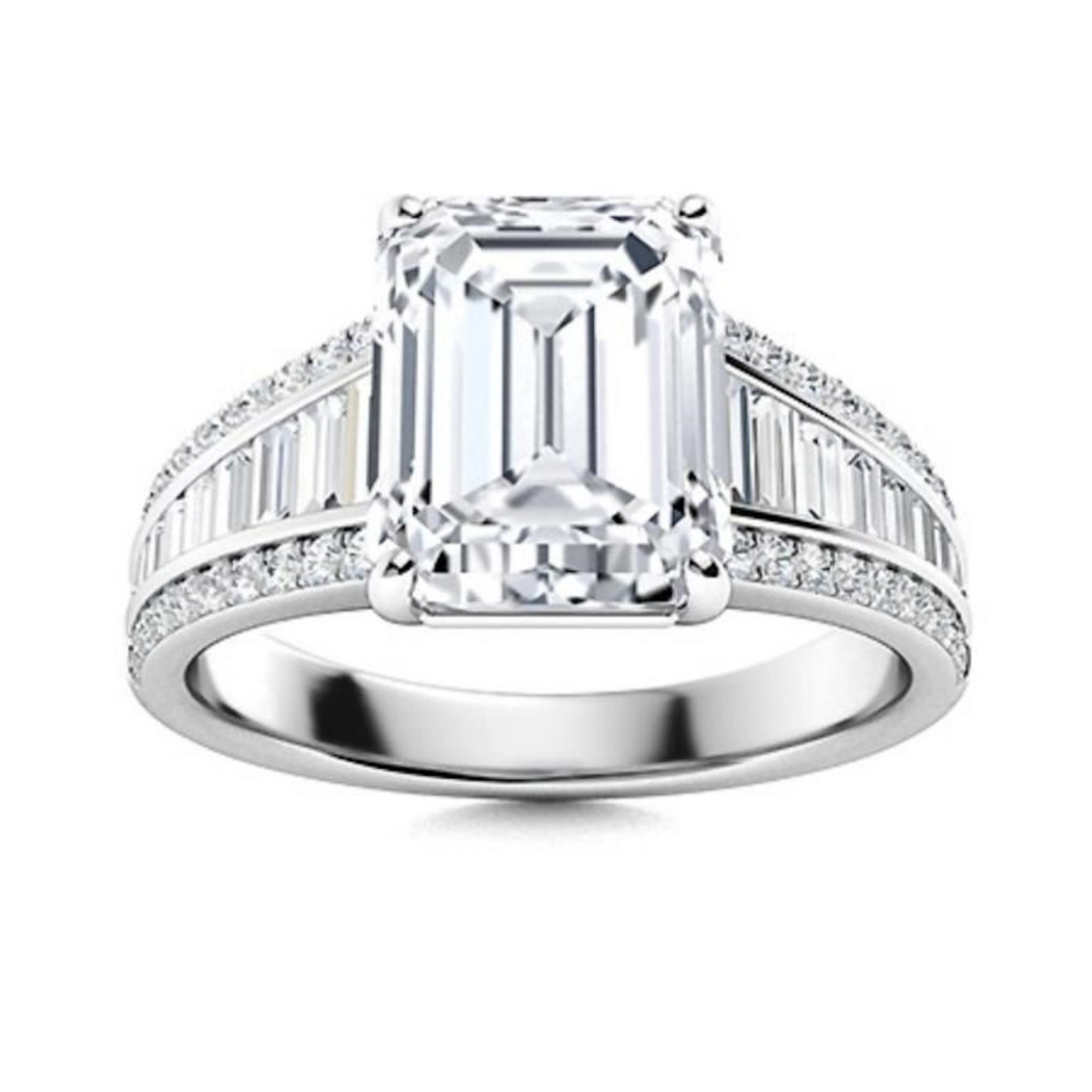 Gold & Lab Octagon Diamond 3.50 Cts Ring - E/VVS
