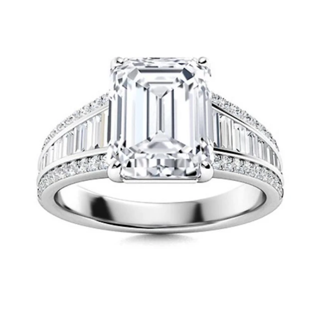 Gold & Lab Octagon Diamond 5.50 Cts Ring - E/VVS