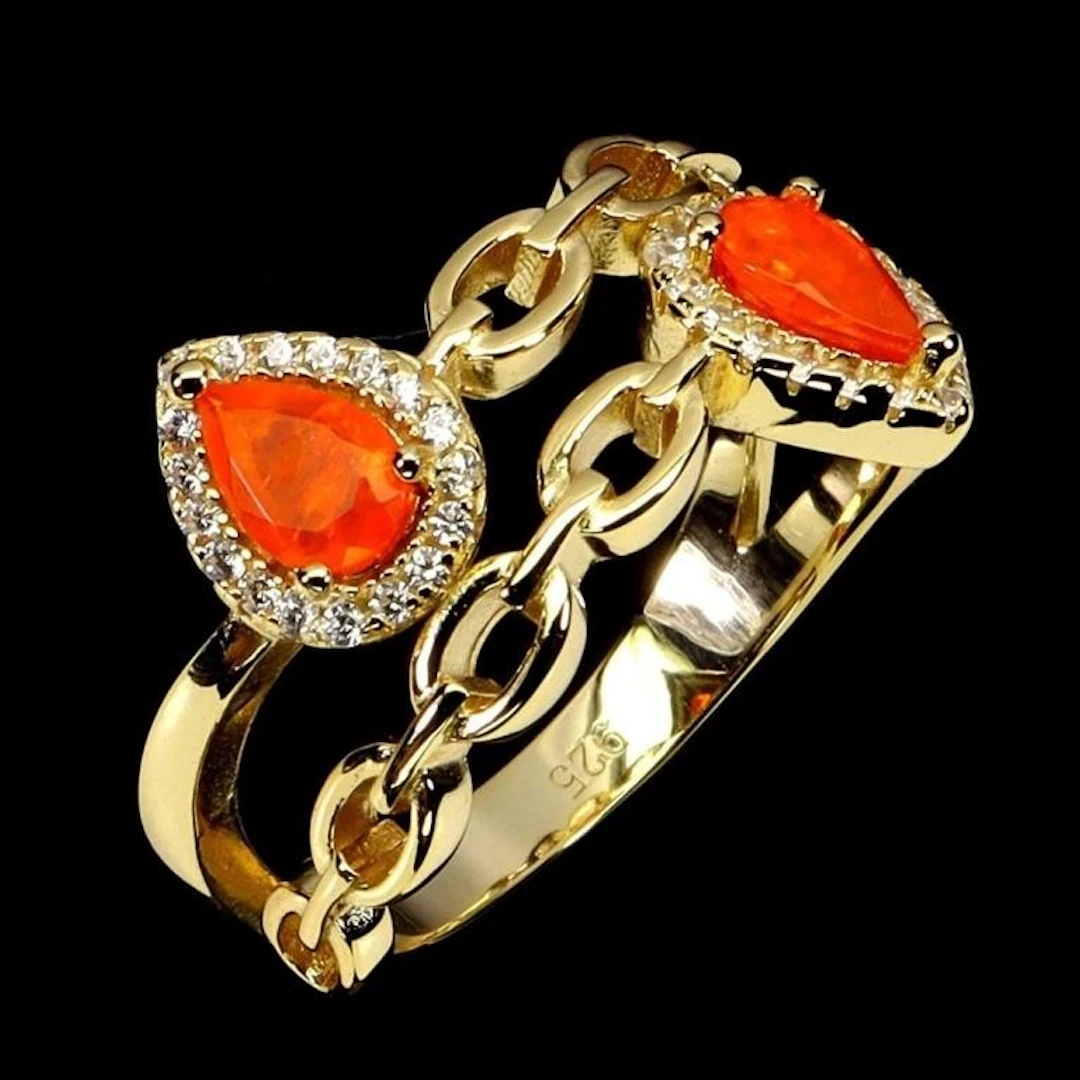 Natural Ethopian Orange Opal Ring