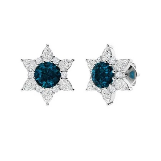 Gold Natural London Topaz Diamonds EarStuds