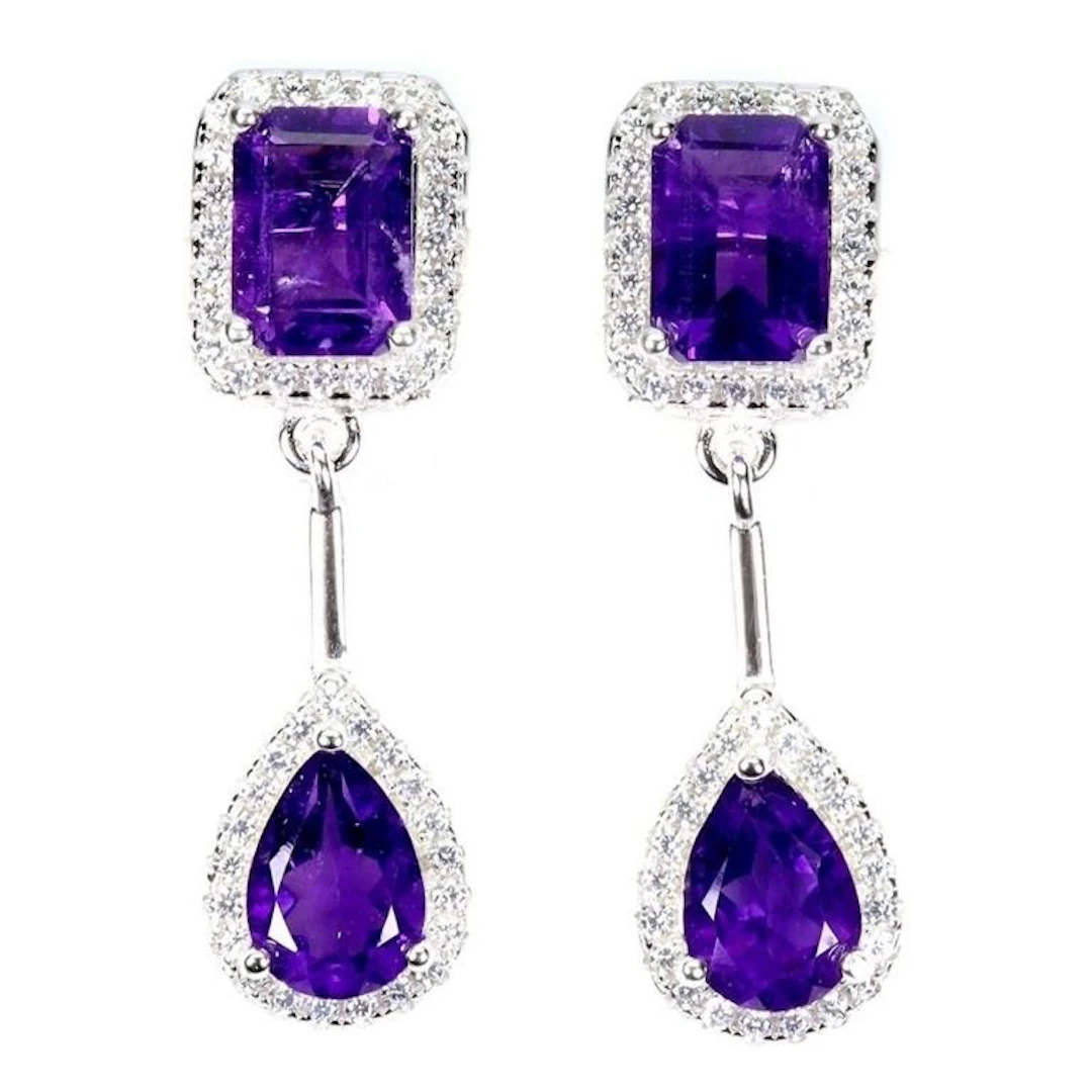 Natural Uruguay Purple Amethyst Earrings
