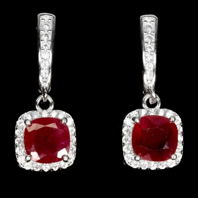Natural Pigeon Blood Red Ruby EarRings