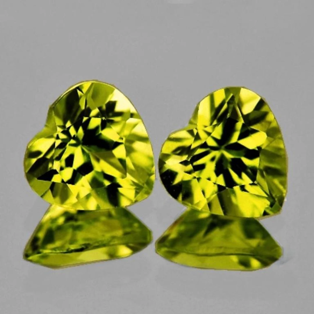 Natural Lemon Yellow Mali GarnetHeart Pair {Flawle