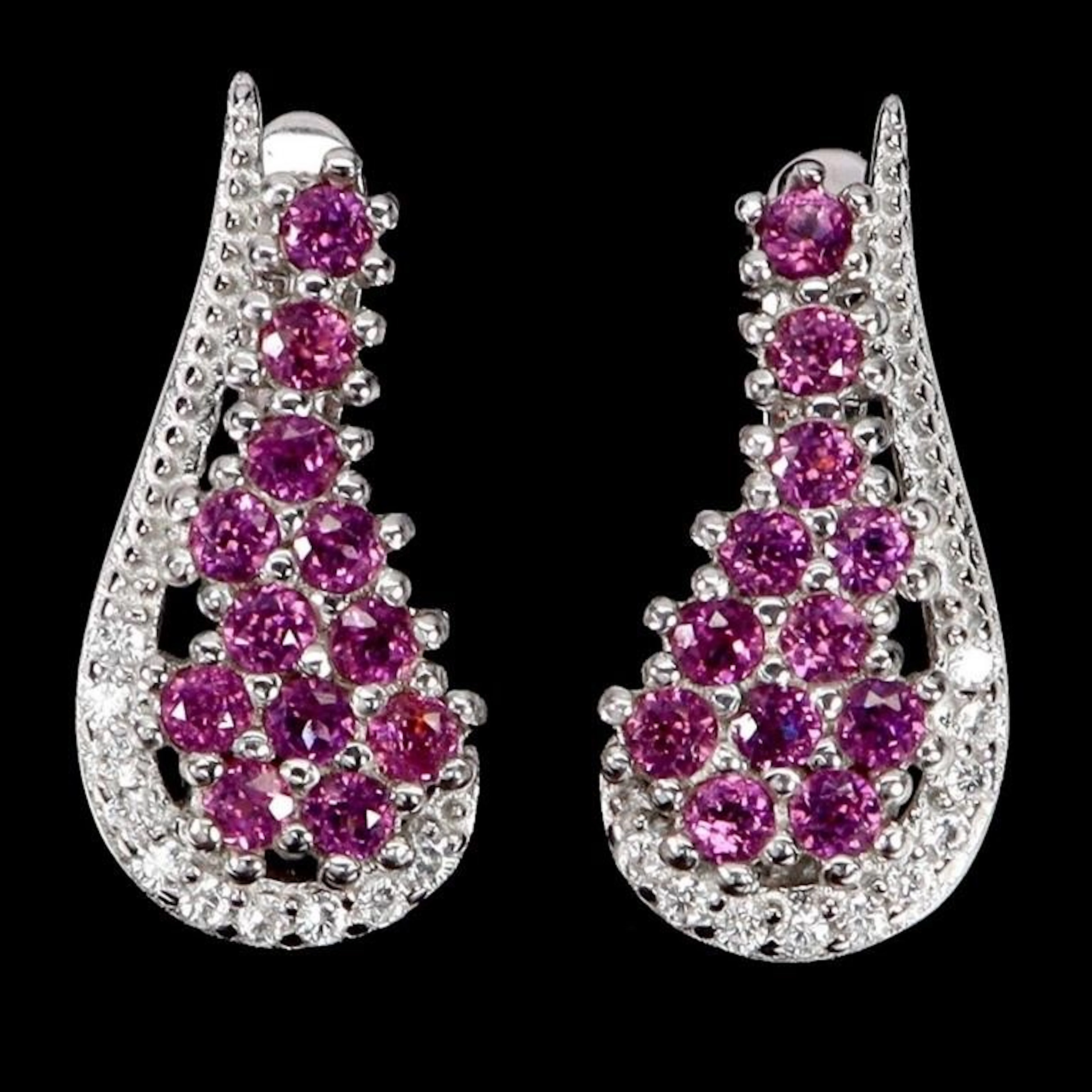 Natural Rhodolite Garnet Earrings