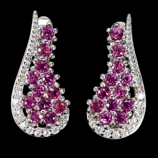 Natural Rhodolite Garnet Earrings