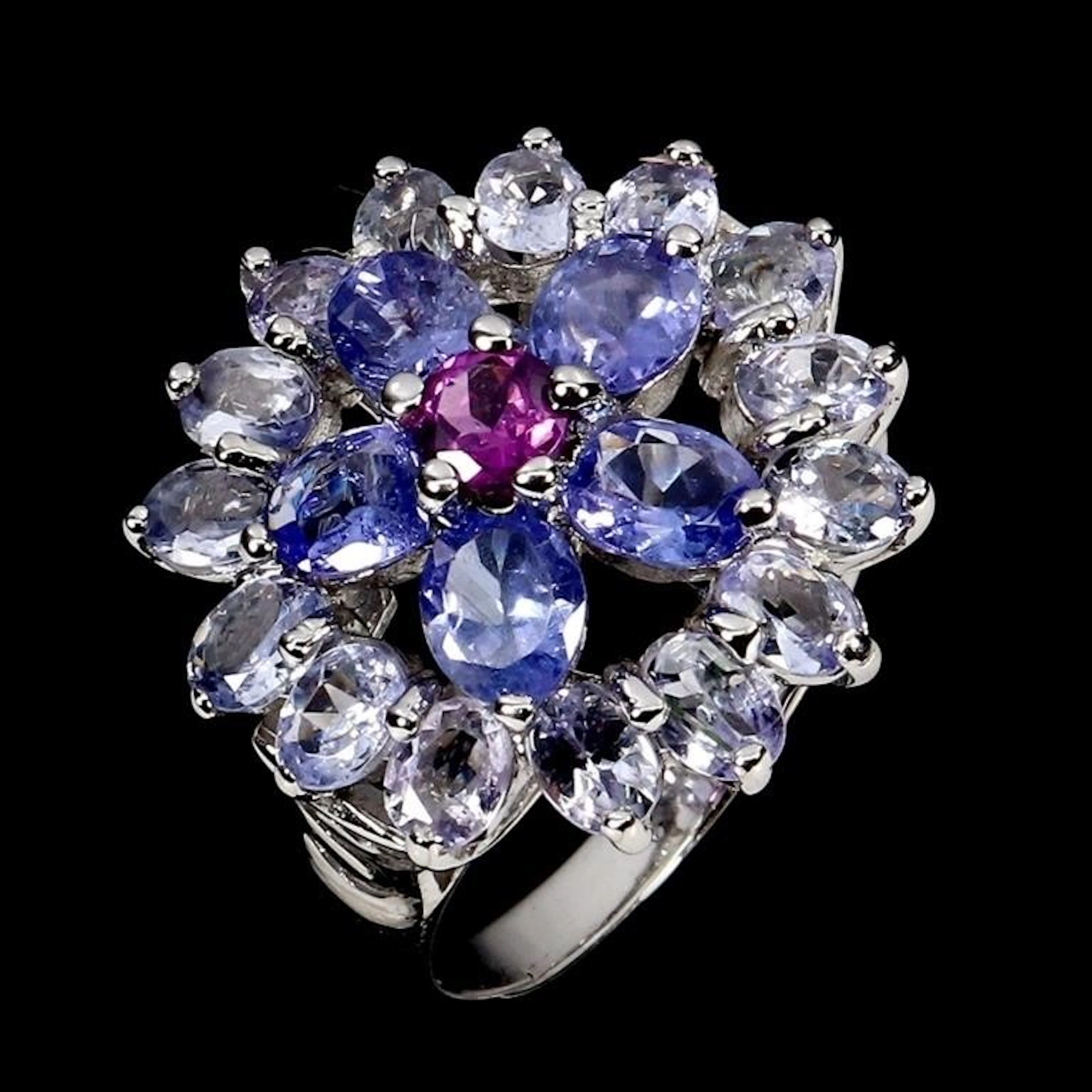Natural Tanzanite & Rhodolite Garnet Ring
