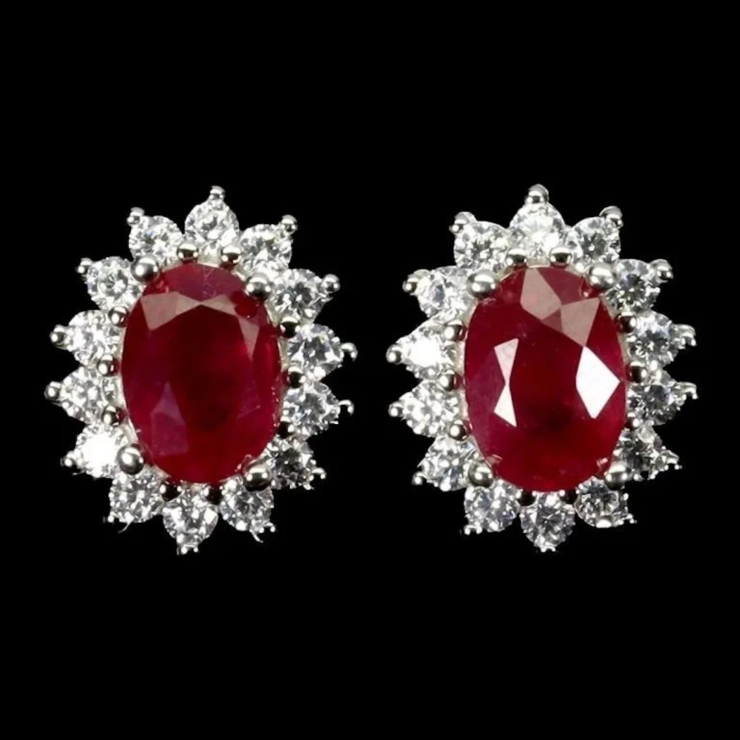Natural Pigeon Blood Red Ruby Earrings