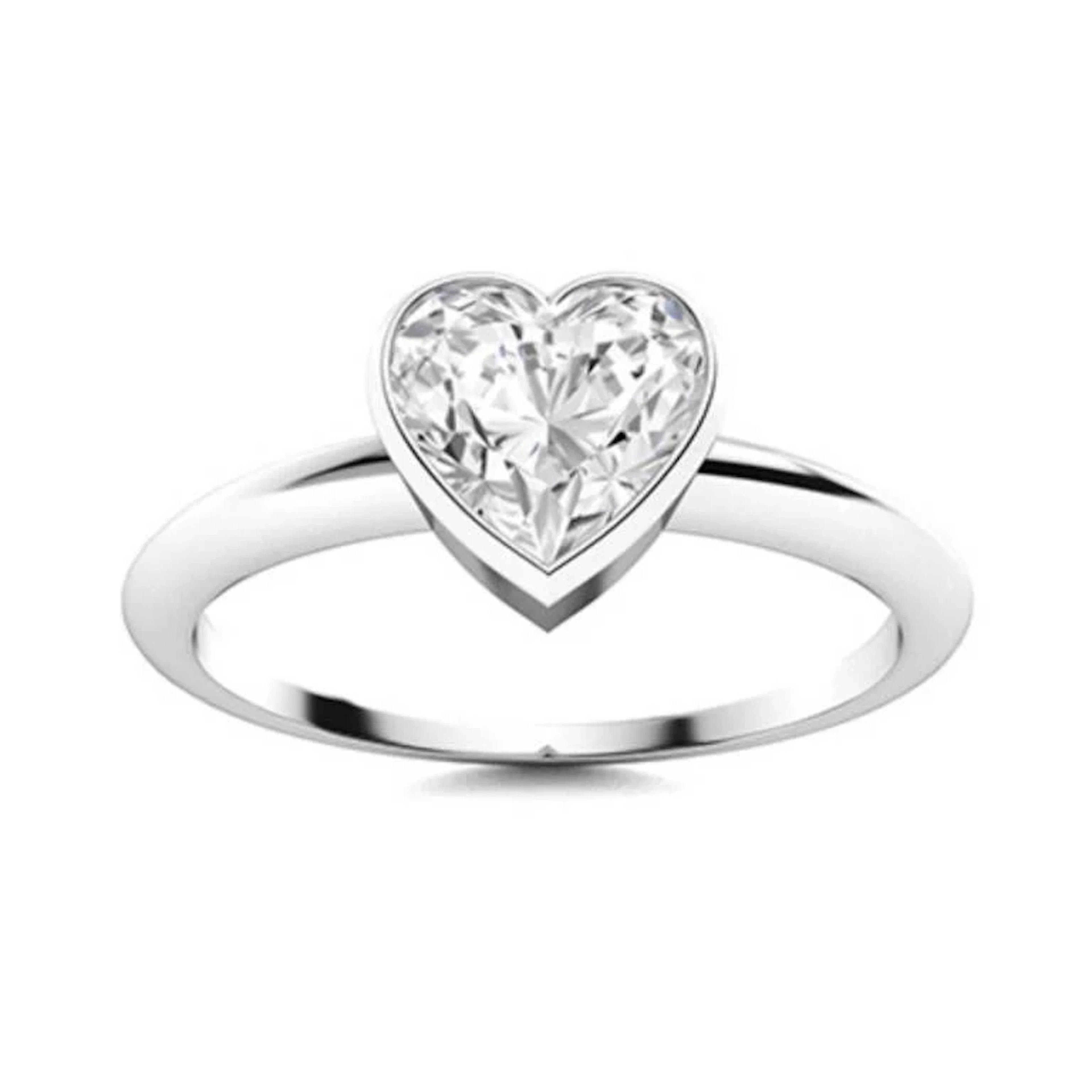 Gold & Brilliant White Heart Diamond 1 Cts Ring -