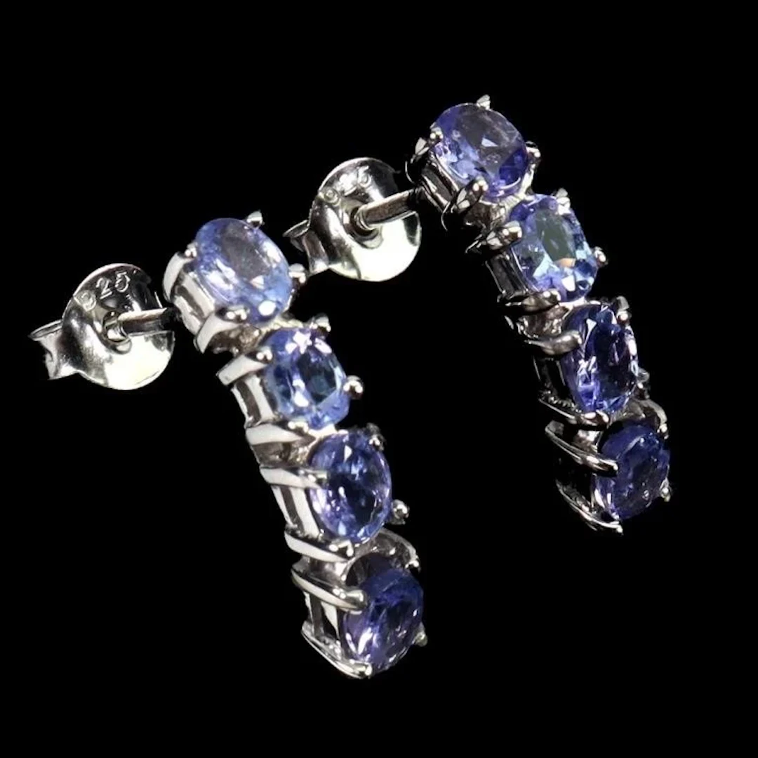 Nattural Purple Tanzanite Earrings