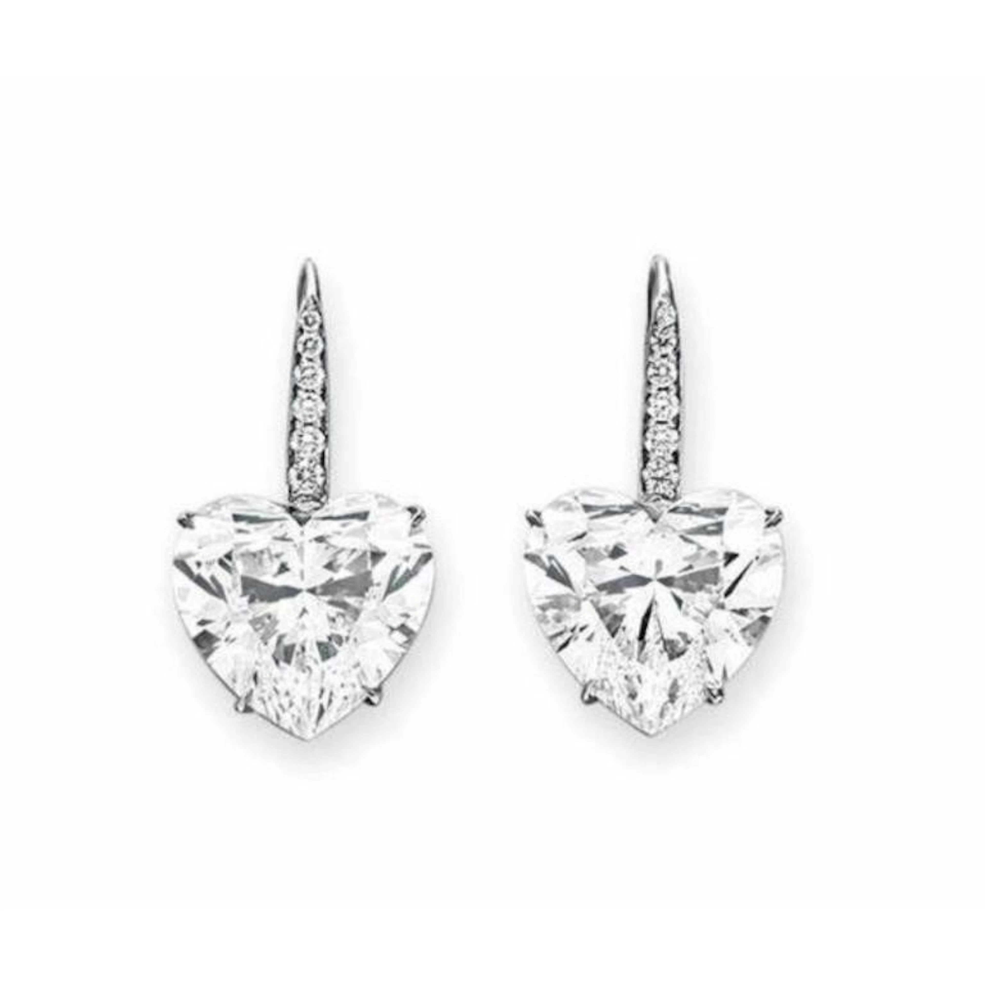 Gold & White Heart Diamond 4.25 Cts Earrings