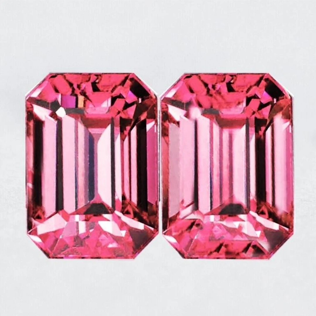 Natural Padparadscha Pink Tourmaline Pair {Flawles