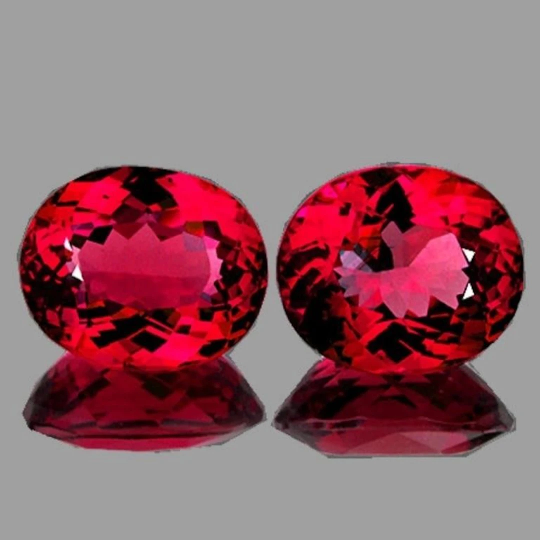 Natural Crimson Red Brazil Topaz Pair { Flawless-