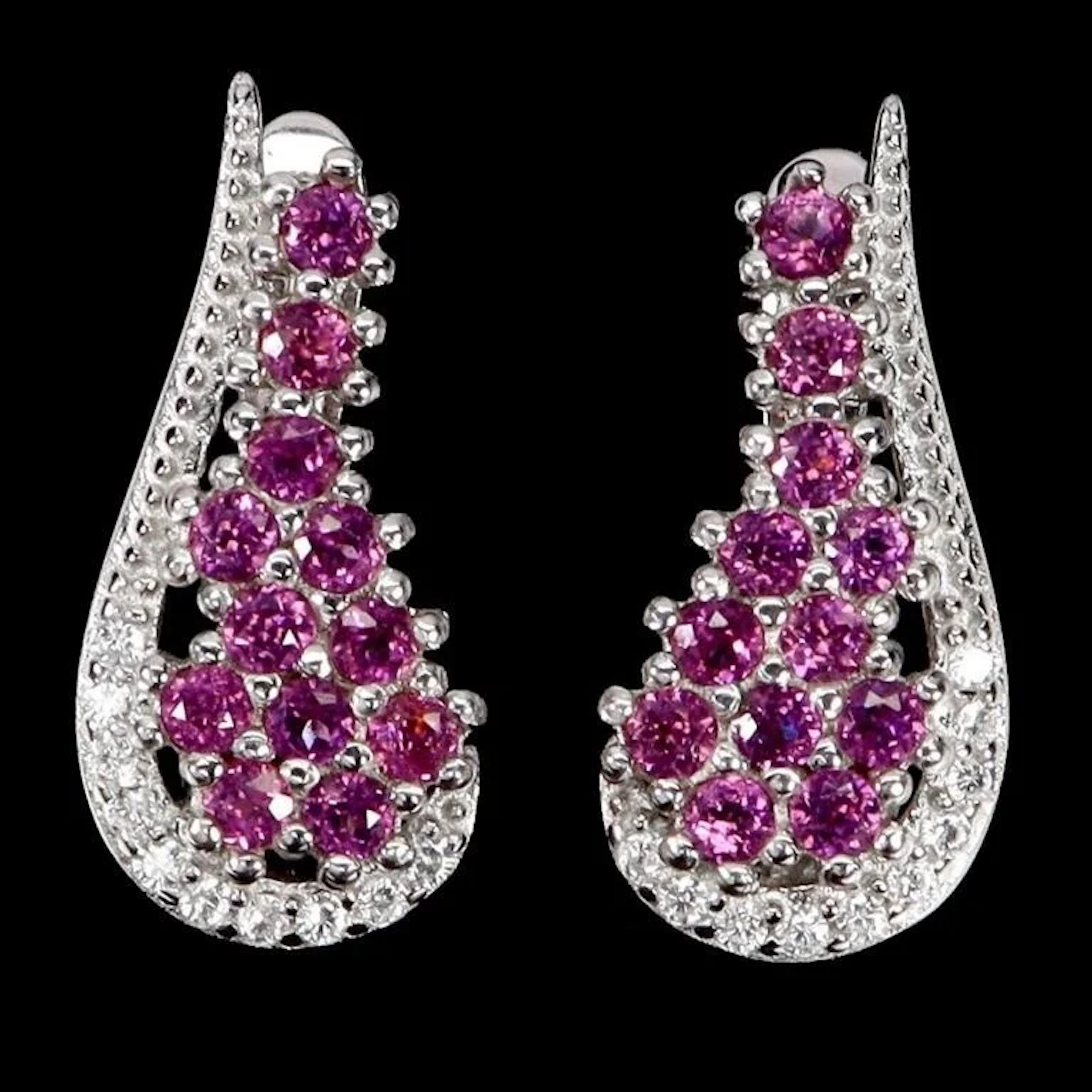 Natural Rhodolite Garnet Earrings