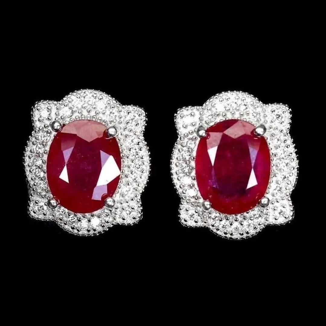 Natural Pigeon Blood Red Ruby Earrings