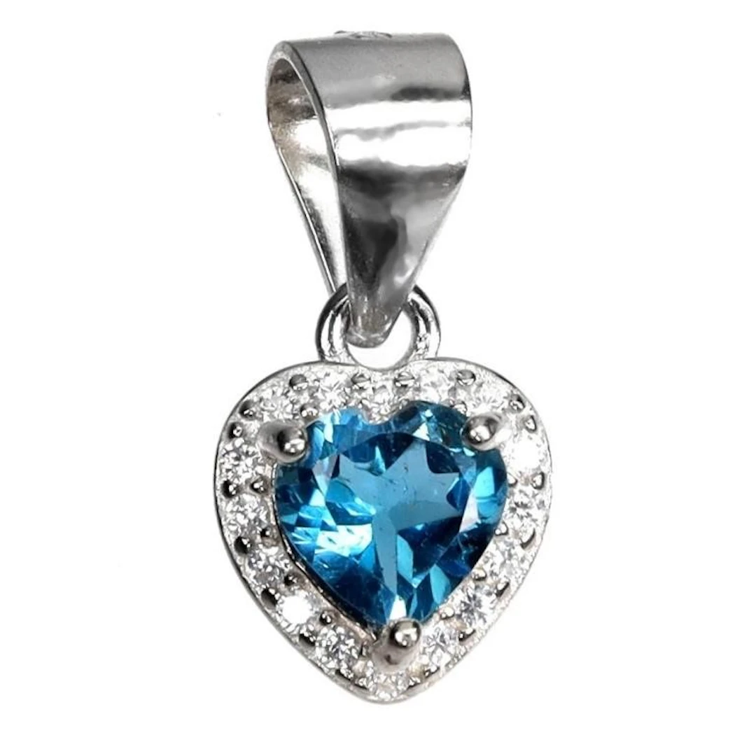 Natural Heart London Blue Topaz Pendant