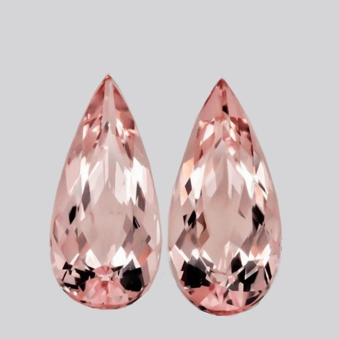 Natural Peach Pink Morganite Pair 11x6 MM - VVS