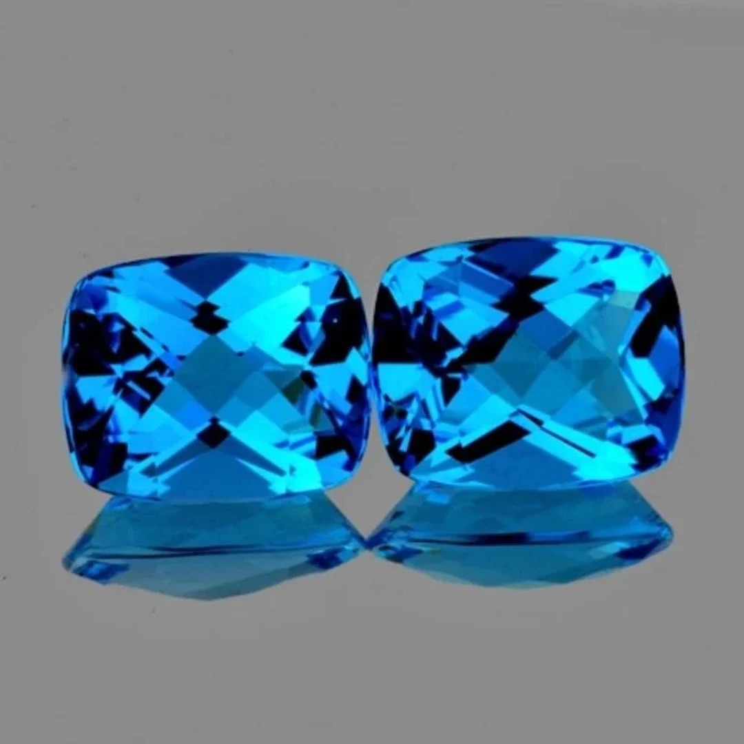 Natural Swiss Blue Topaz Pair {Flawless-VVS}