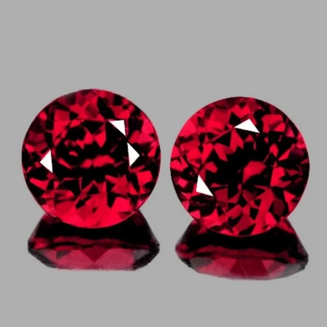 Natural Cherry Red Rhodolite Garnet Pair {Flawless