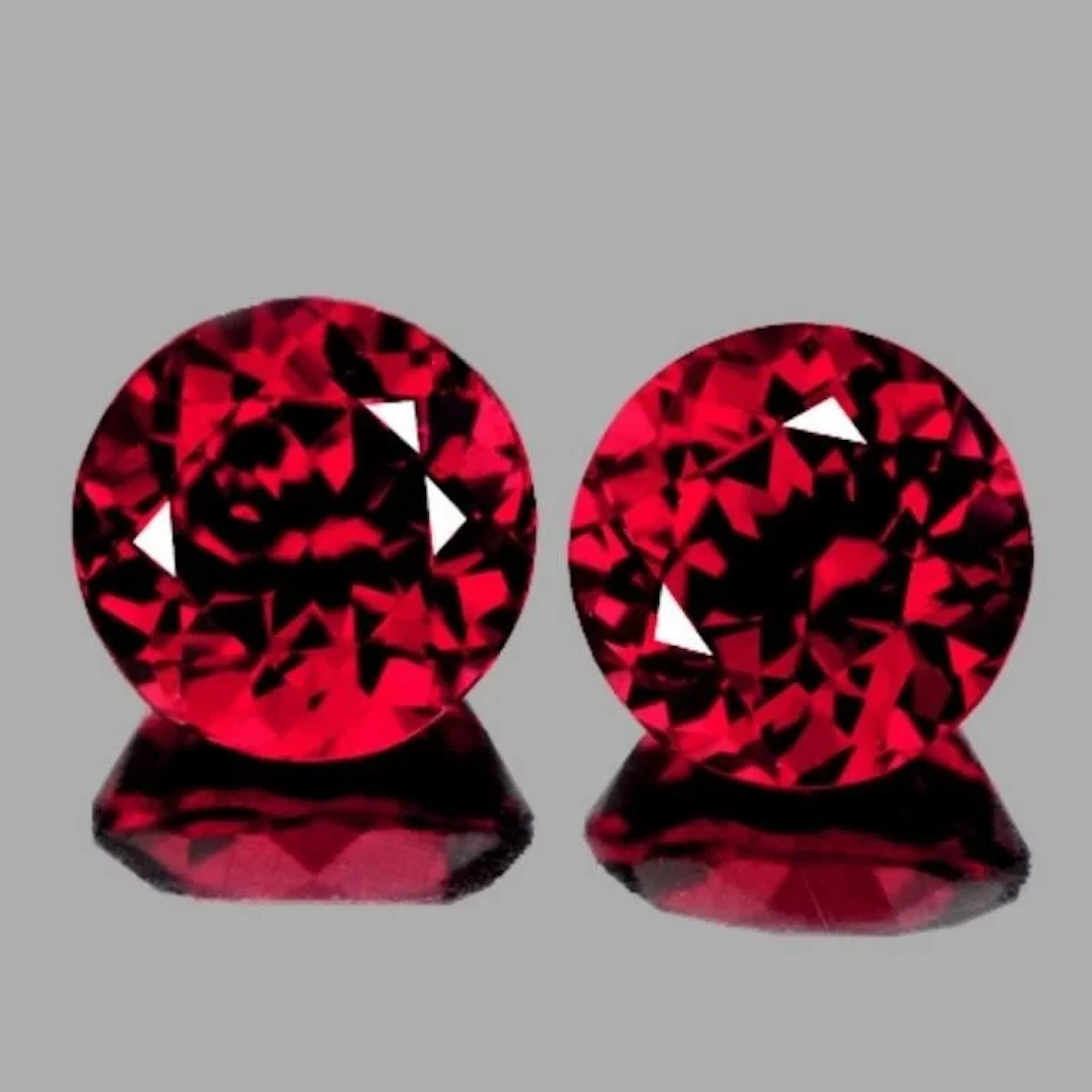 Natural Cherry Red Rhodolite Garnet Pair {Flawless