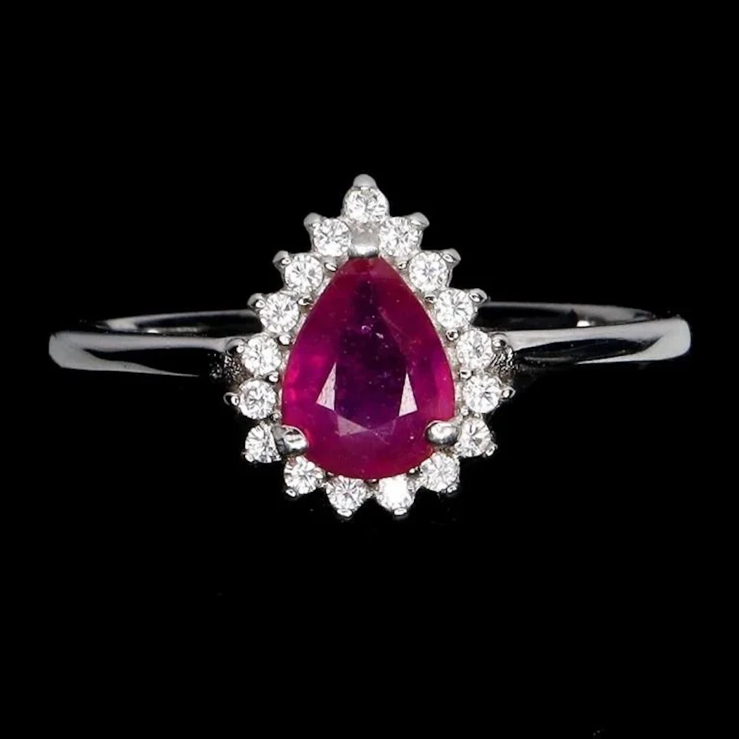 Natural PEar Shape Red Ruby Ring