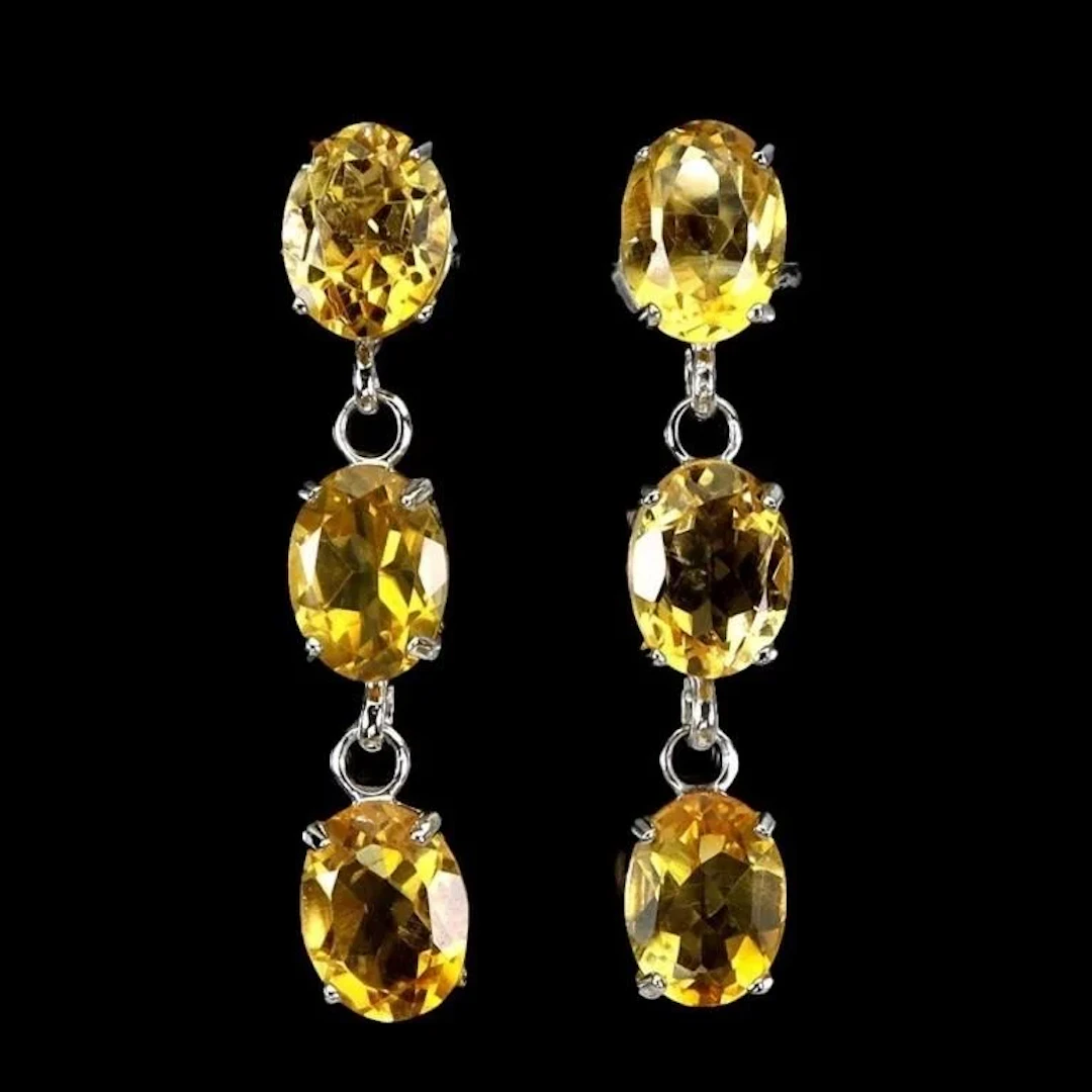 Natural Brazil Golden Citrine Earrings