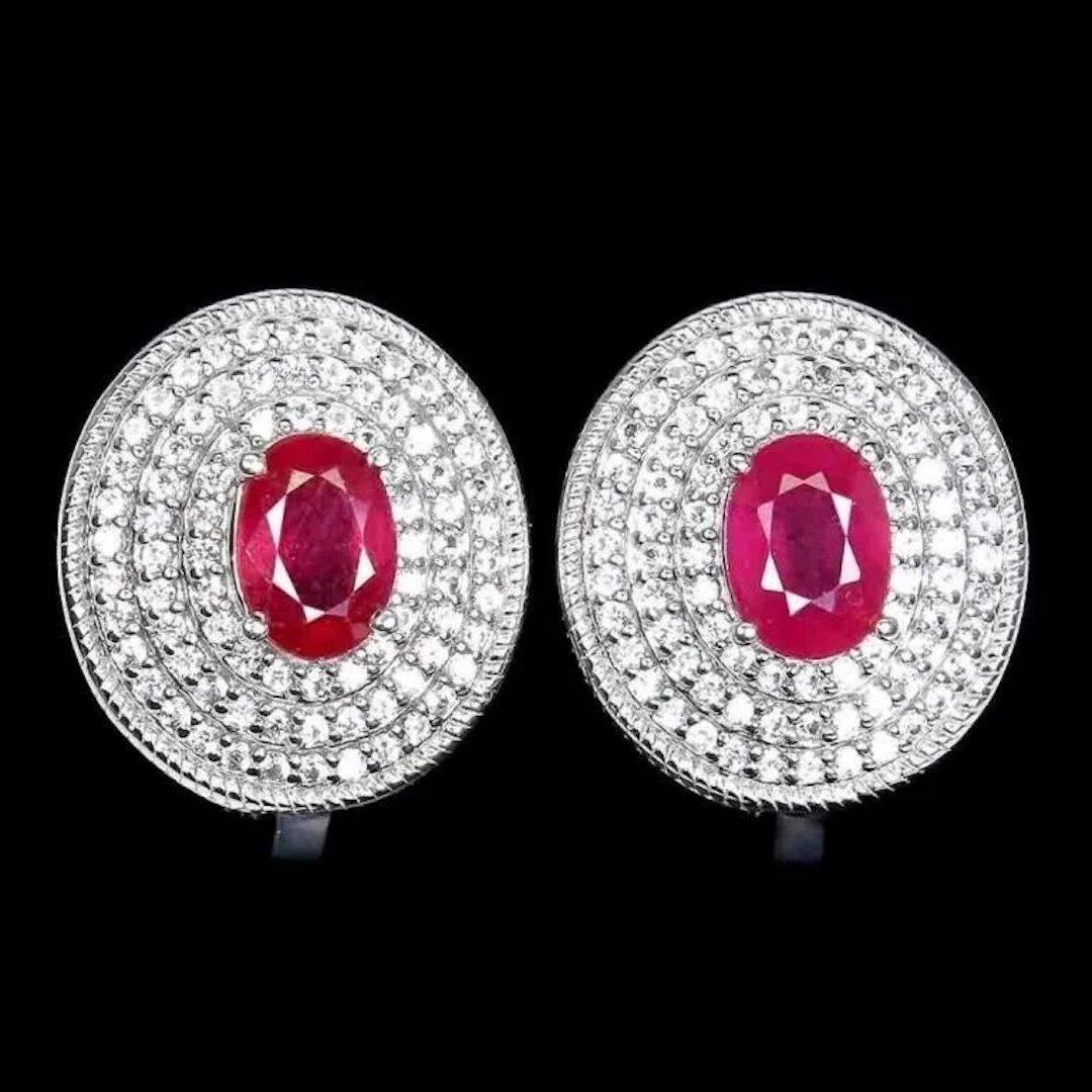 Natural Stunning Red Ruby Earrings