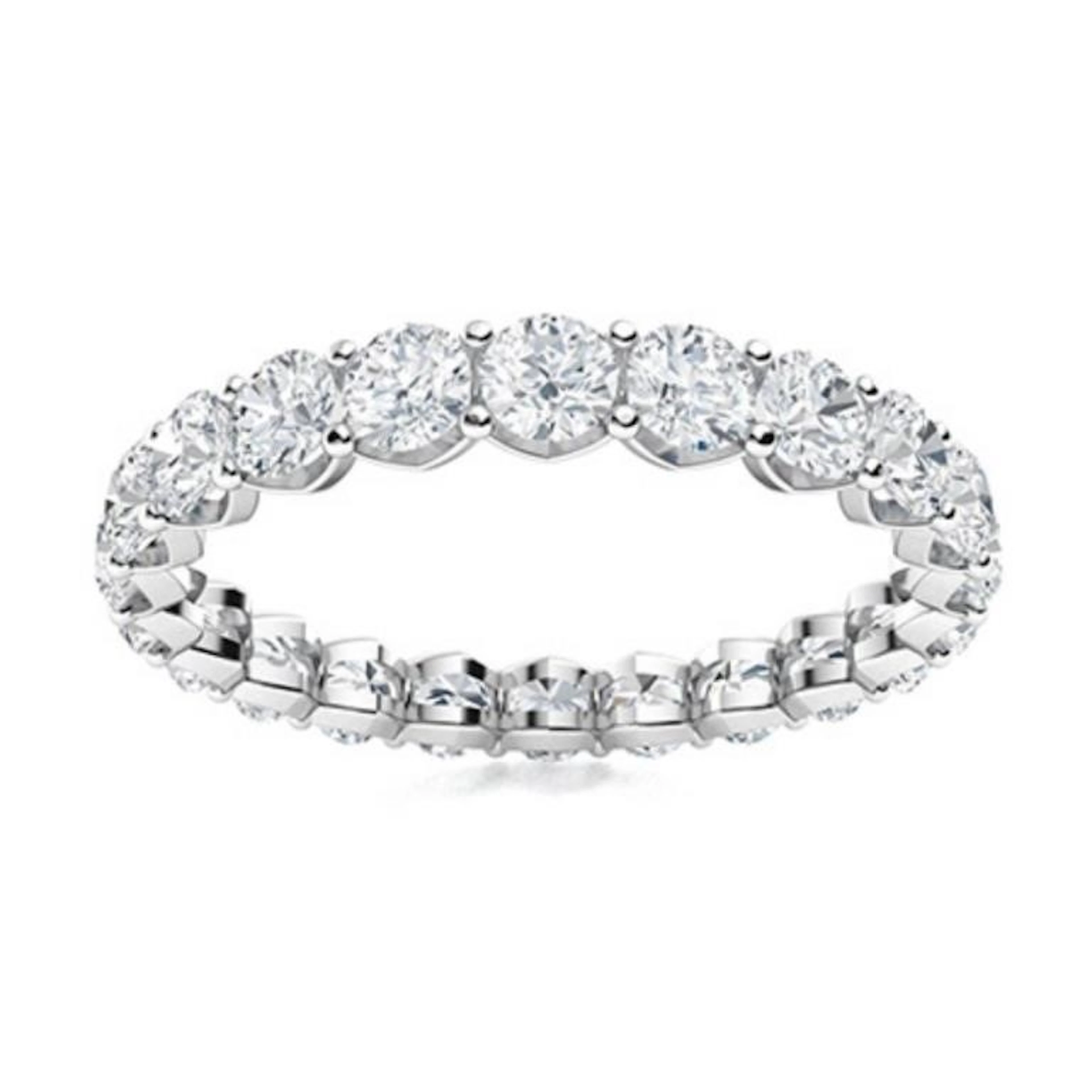 Gold & Lab Round Diamond 2.50 Cts Eternity Ring