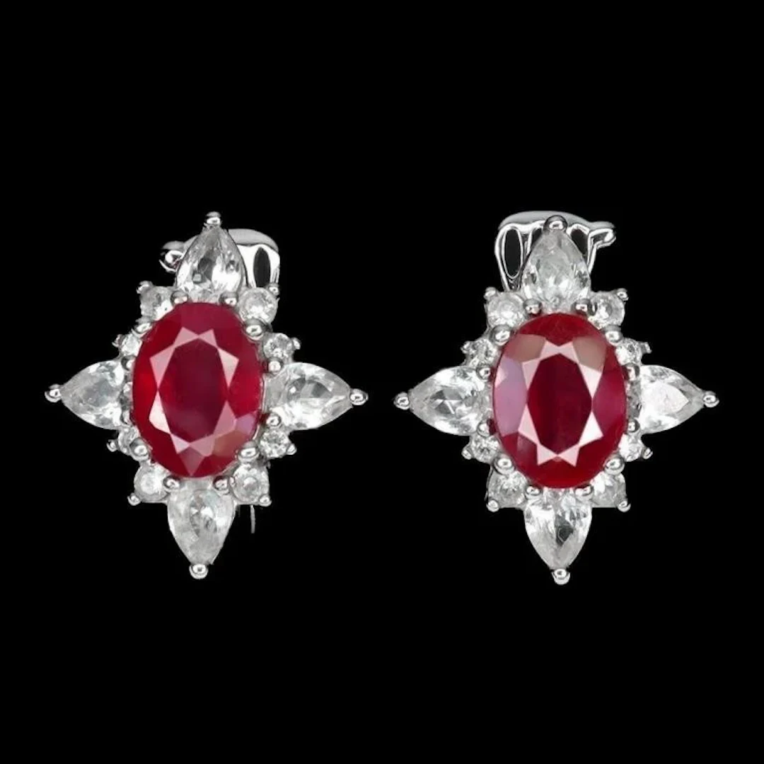 Natural Pigeon Blood Red Ruby Earrings