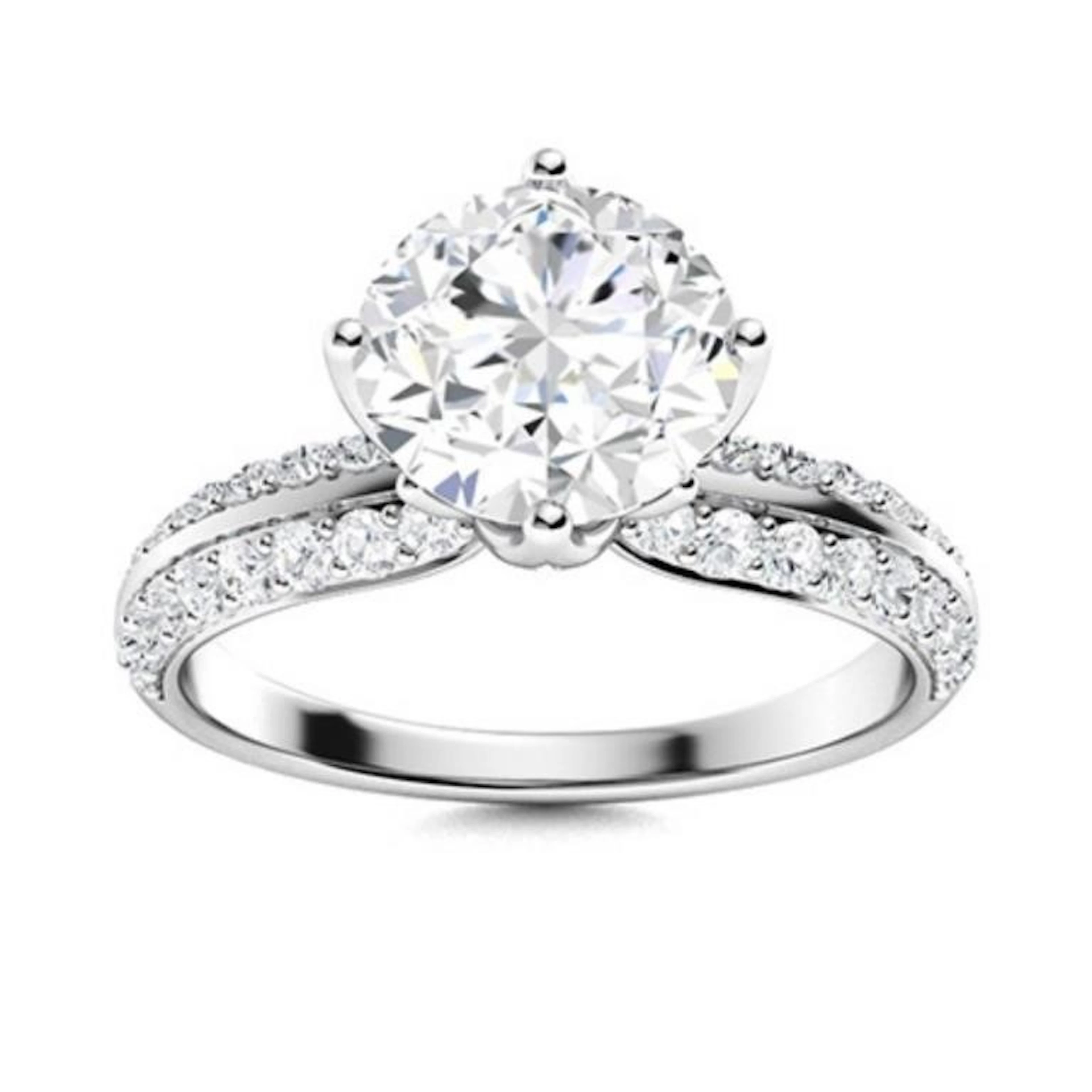 Gold & Brilliant White Diamond 3 Cts Ring - E/VVS