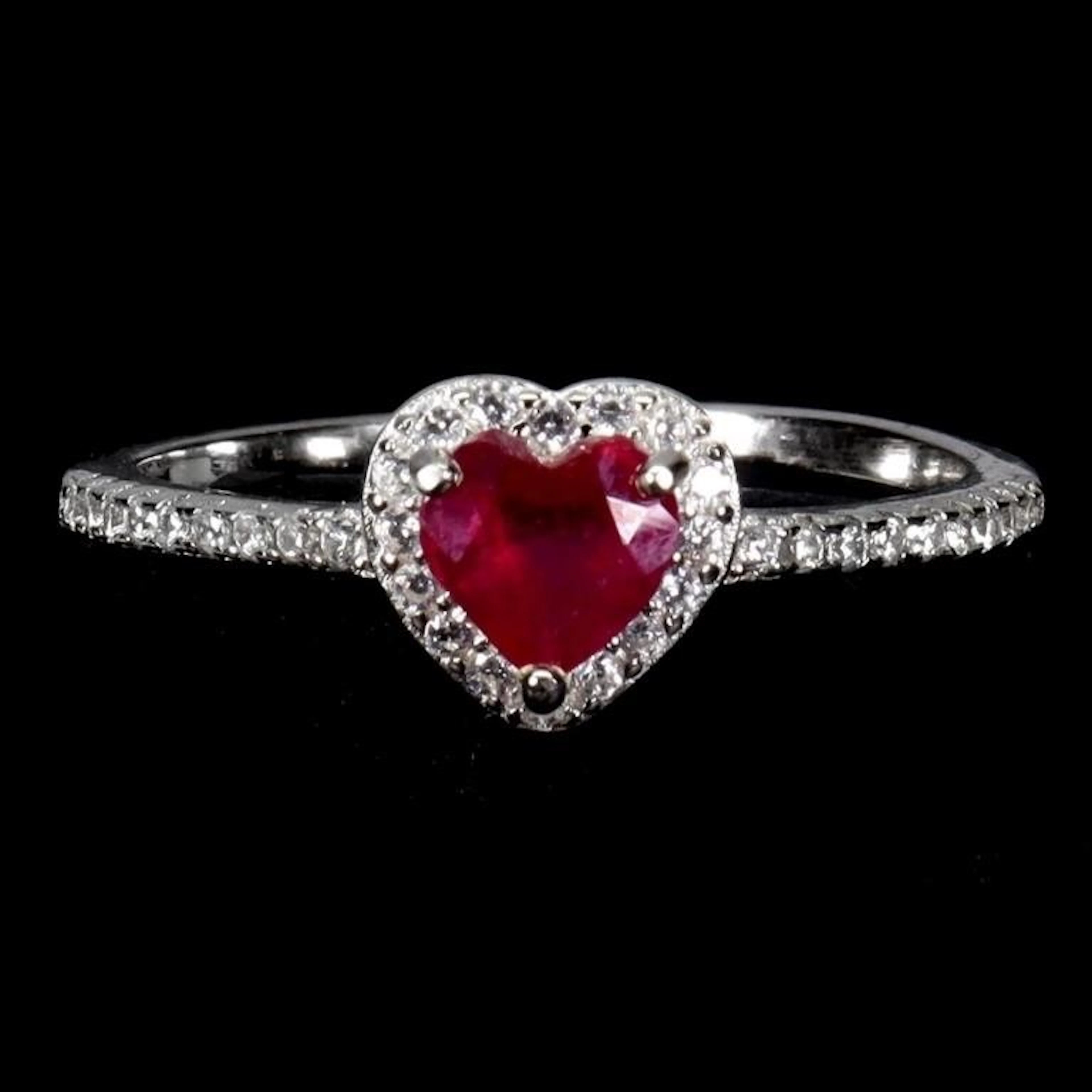 Natural Red Ruby Heart Ring