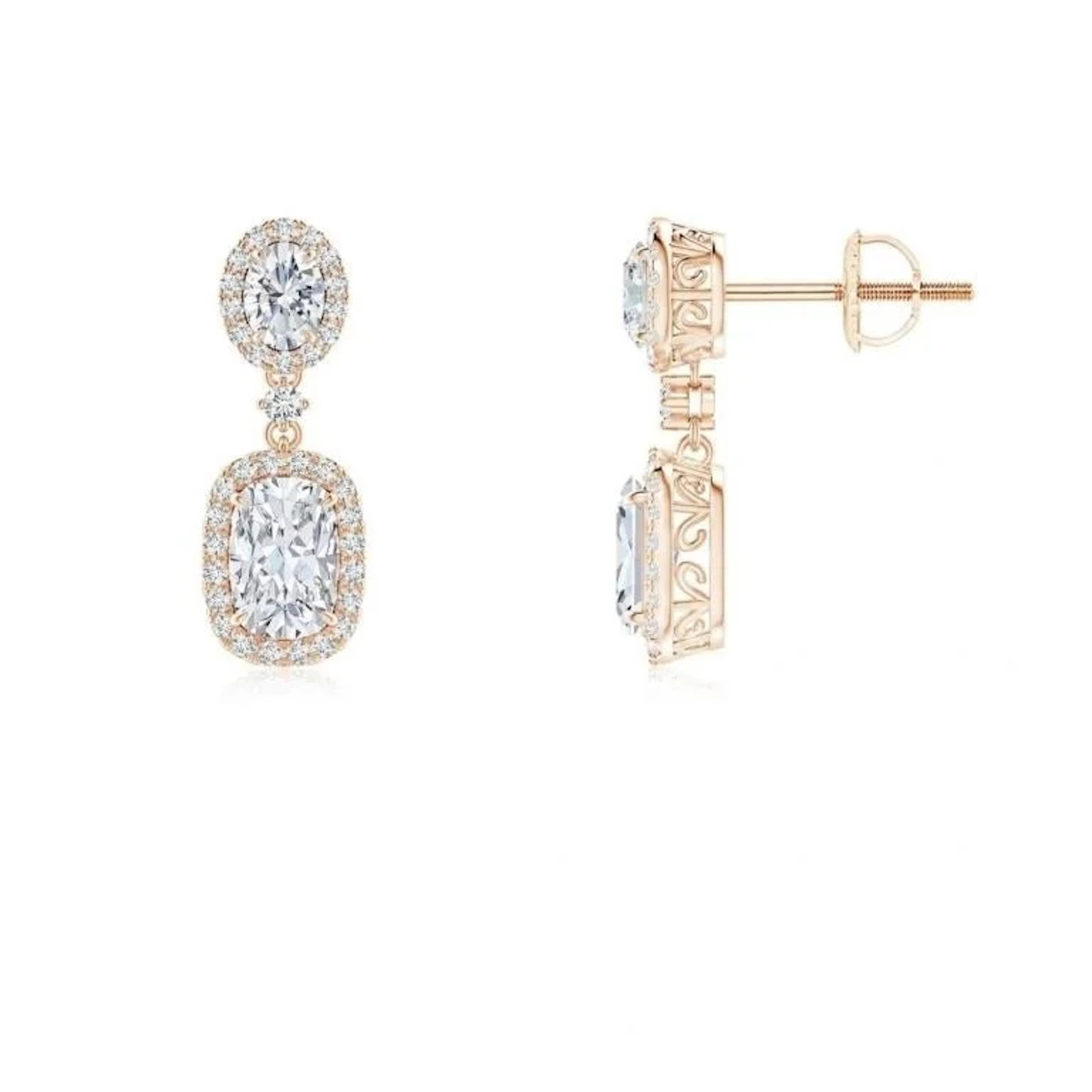 Gold & White Diamond 6.00 Cts Drop Earrings